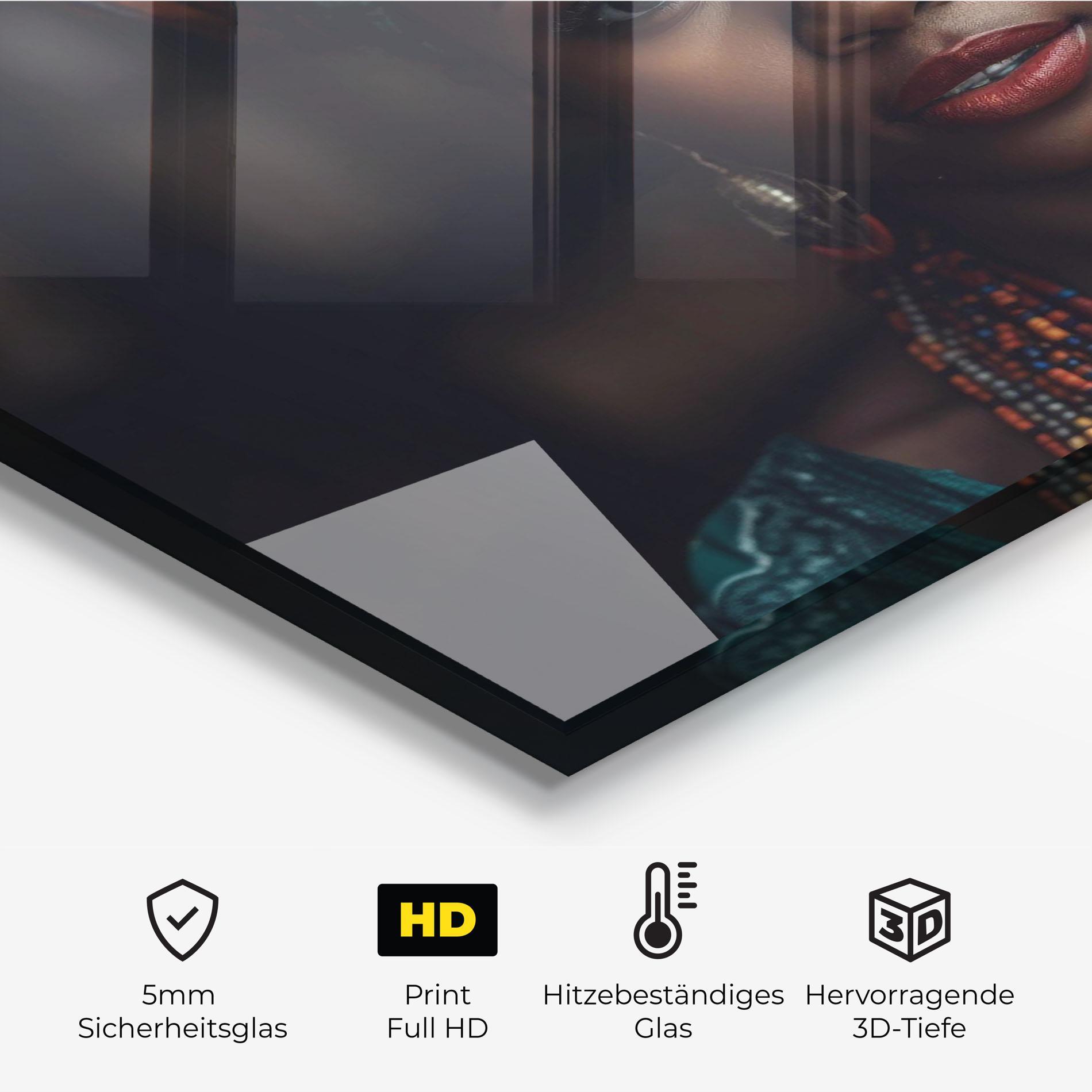 Küchenrückwand Glas Young African Woman mockup 2