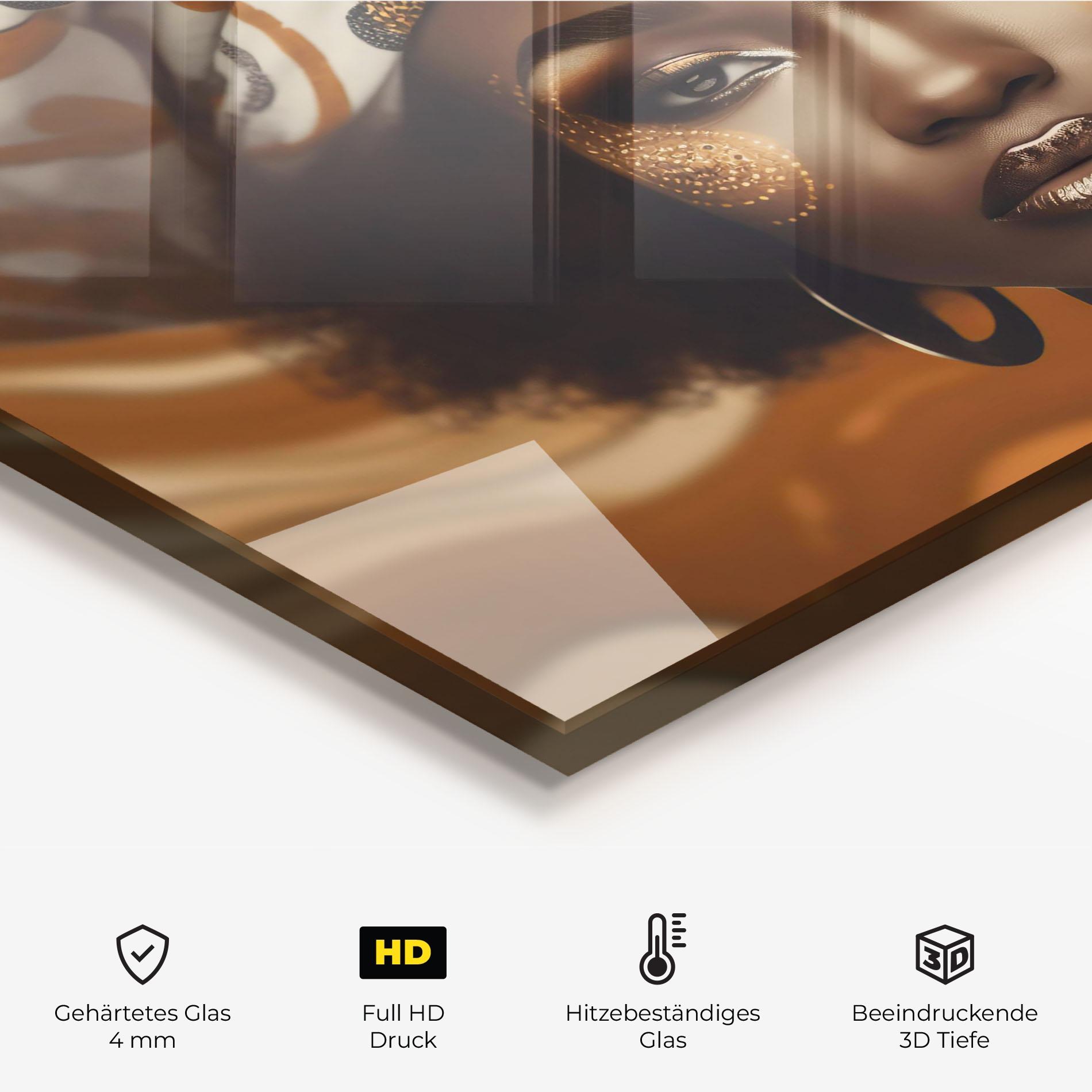 Küchenrückwand Glas Abstract African Woman mockup 2