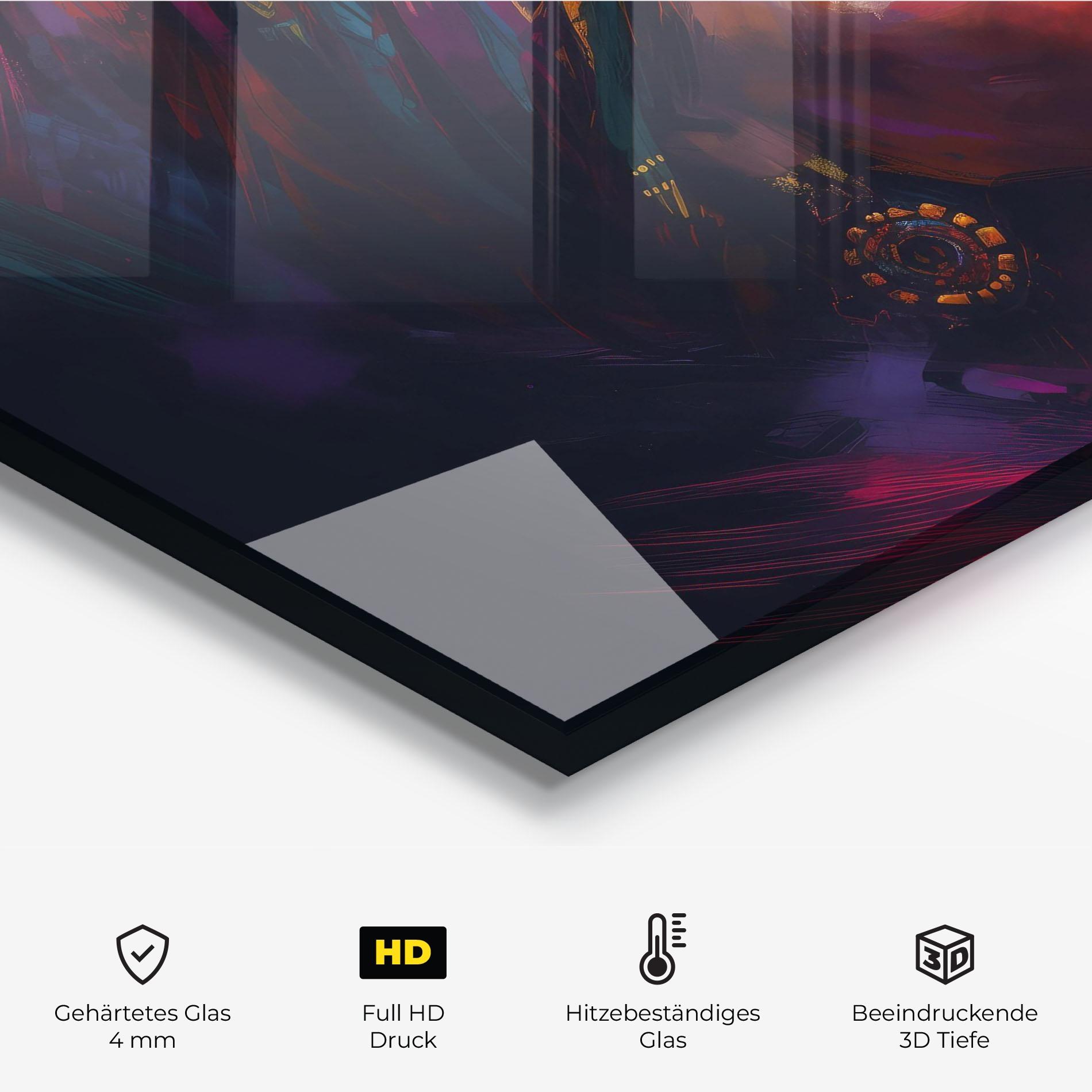 Küchenrückwand Glas Black Traditional Woman mockup 2