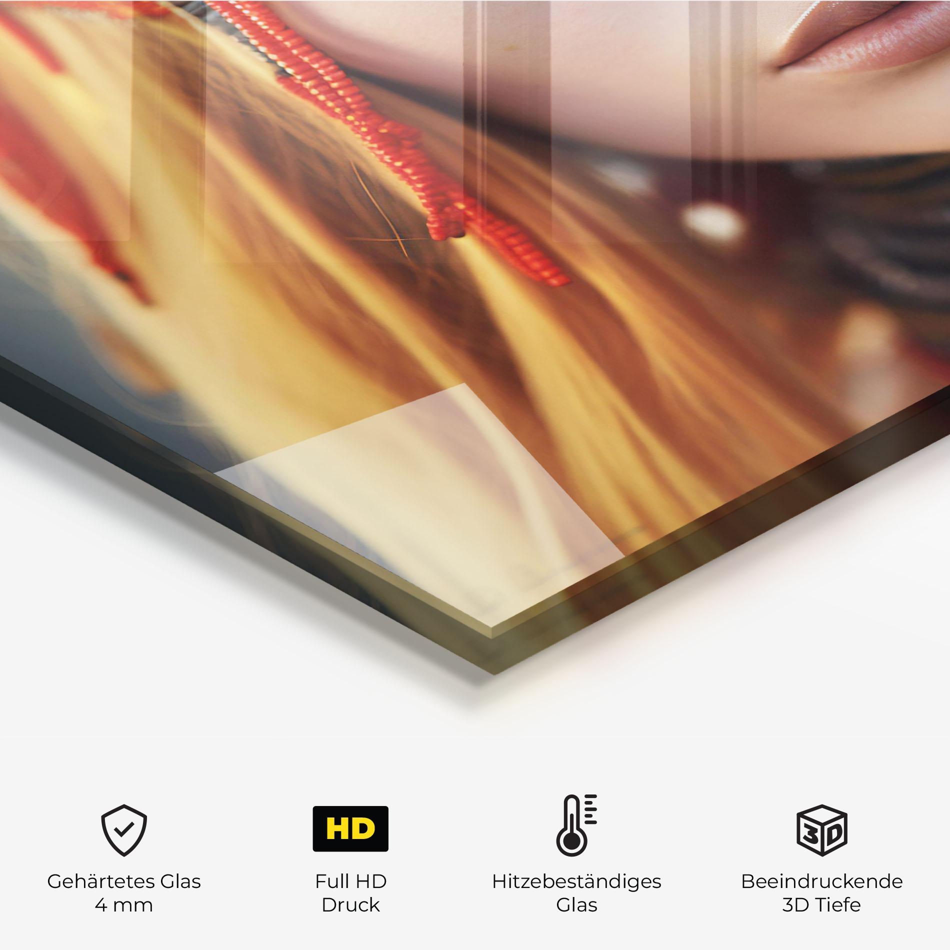 Küchenrückwand Glas Closeup Portrait Pretty Eyes mockup 2