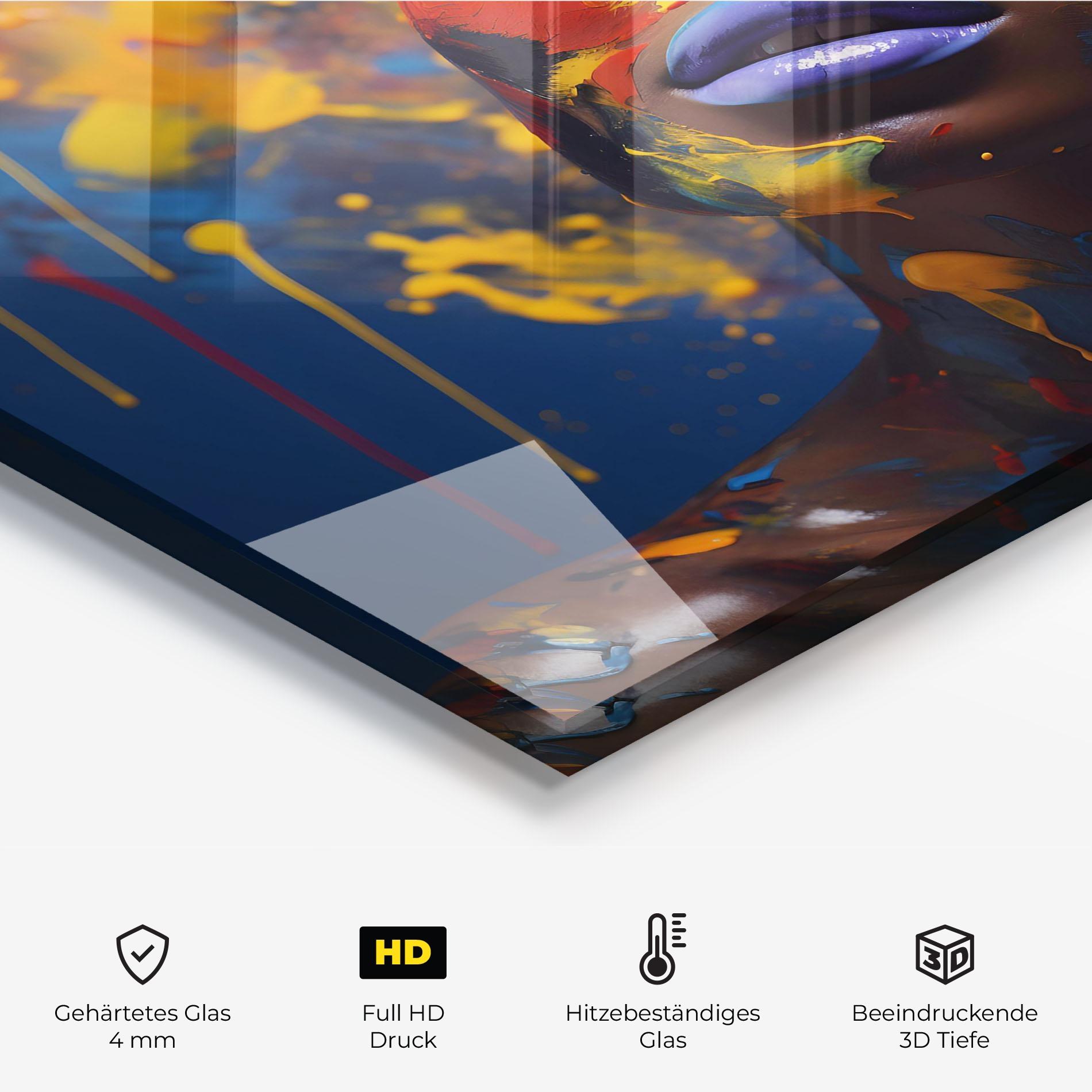 Küchenrückwand Glas Color Splash African Woman mockup 2