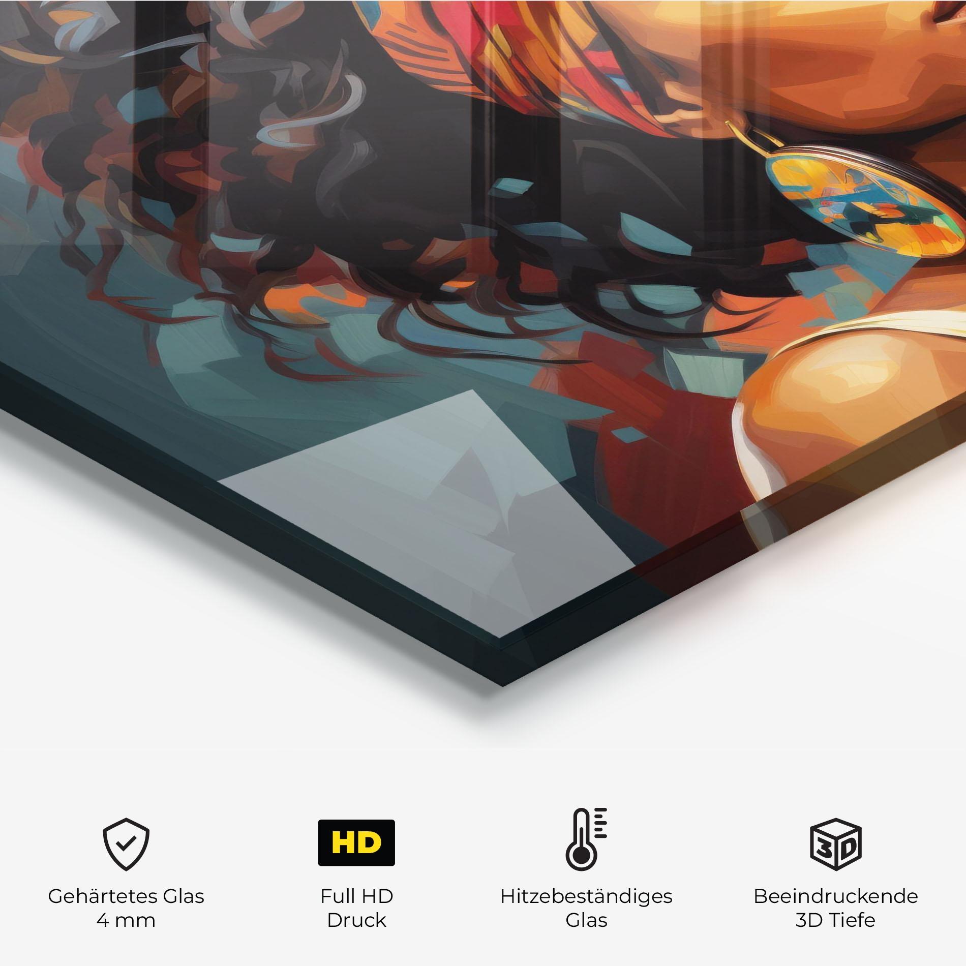 Küchenrückwand Glas Colorful Ethic Portrait mockup 2