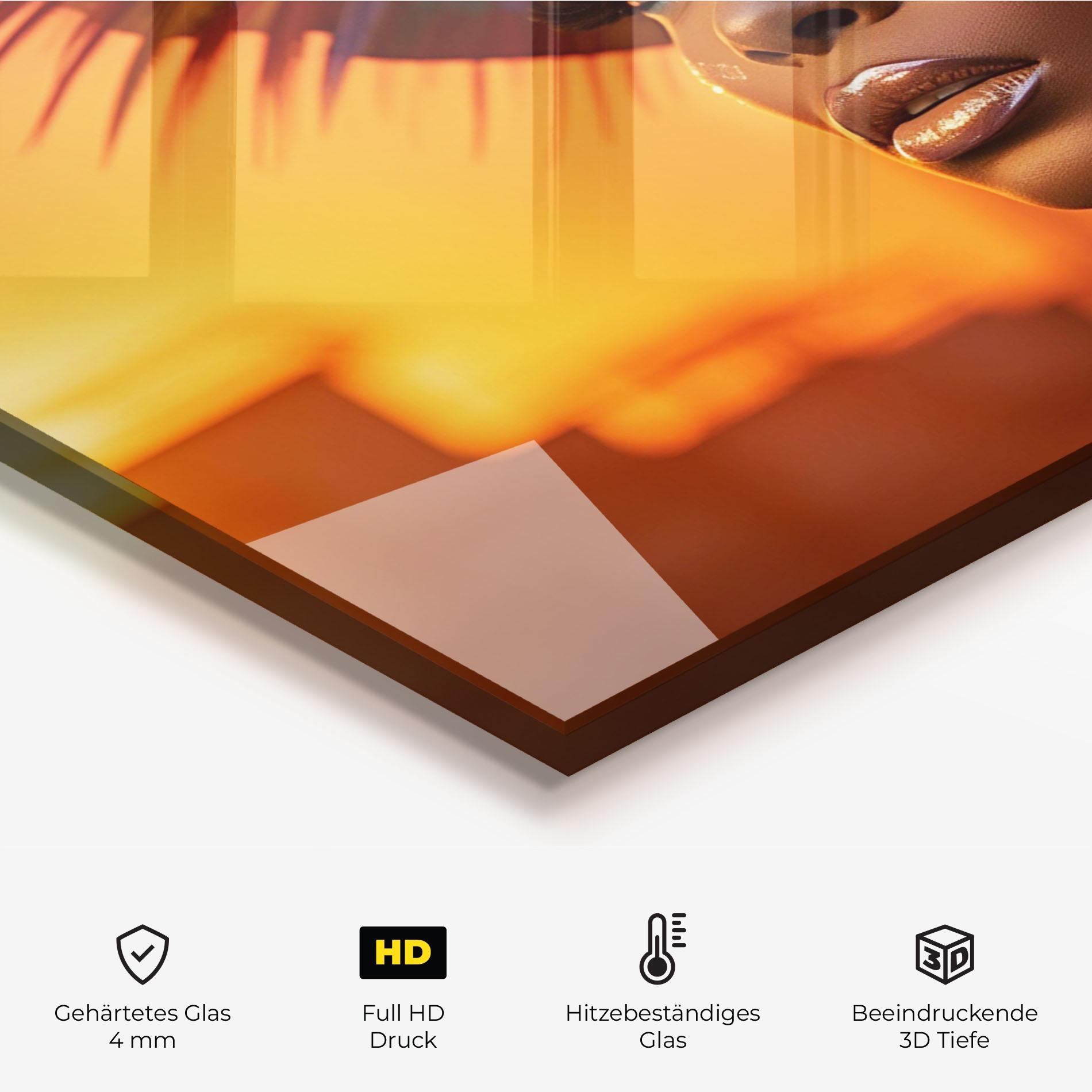 Küchenrückwand Glas Elaborate Makeup Woman mockup 2