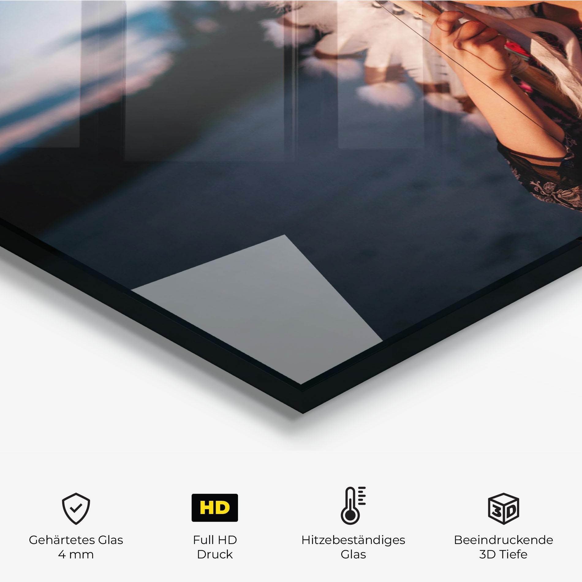 Küchenrückwand Glas Indian Woman Sunset mockup 2