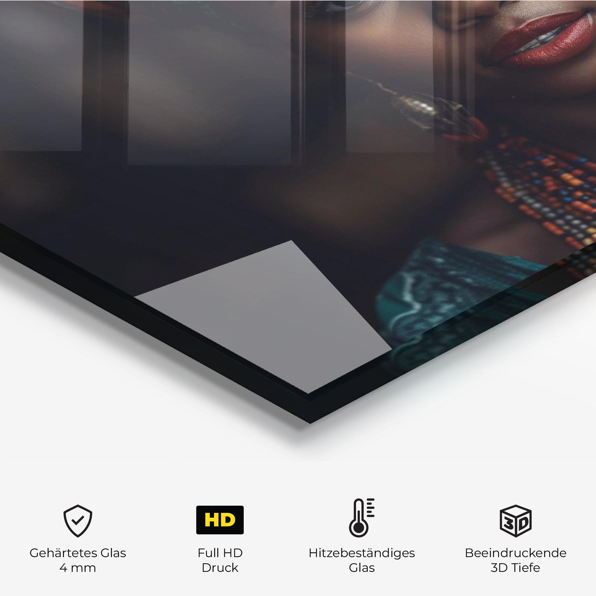 Küchenrückwand Glas Young African Woman mockup 2