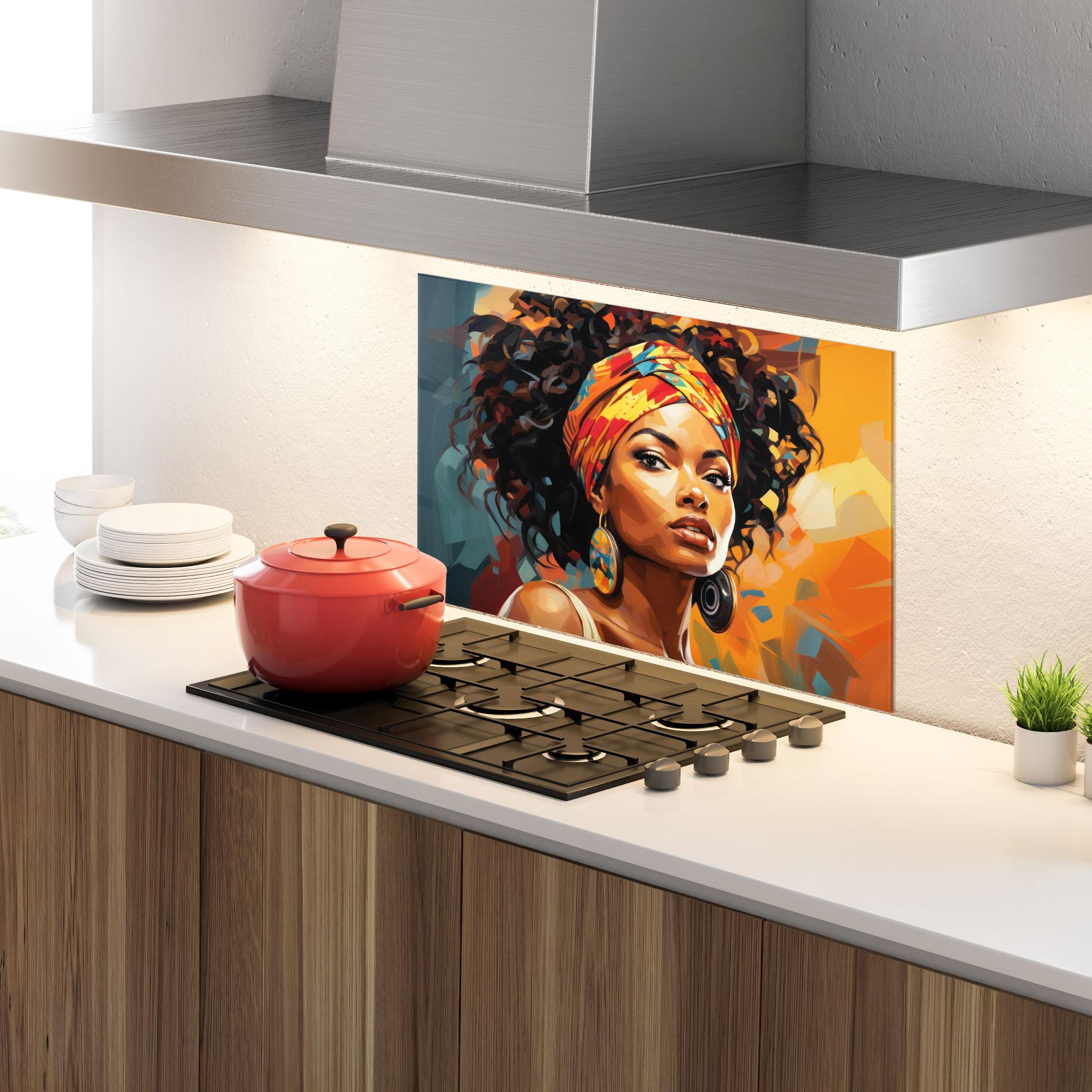 Küchenrückwand Glas Colorful Ethic Portrait mockup 4