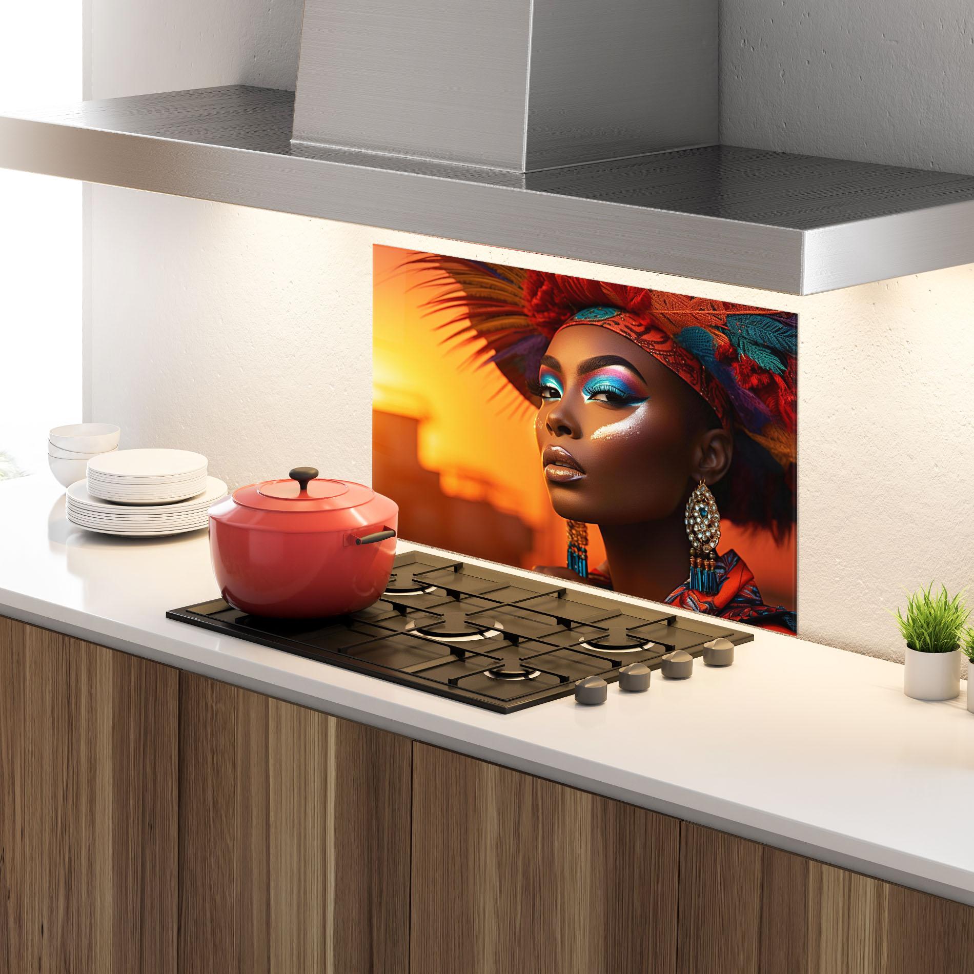 Küchenrückwand Glas Elaborate Makeup Woman mockup 4