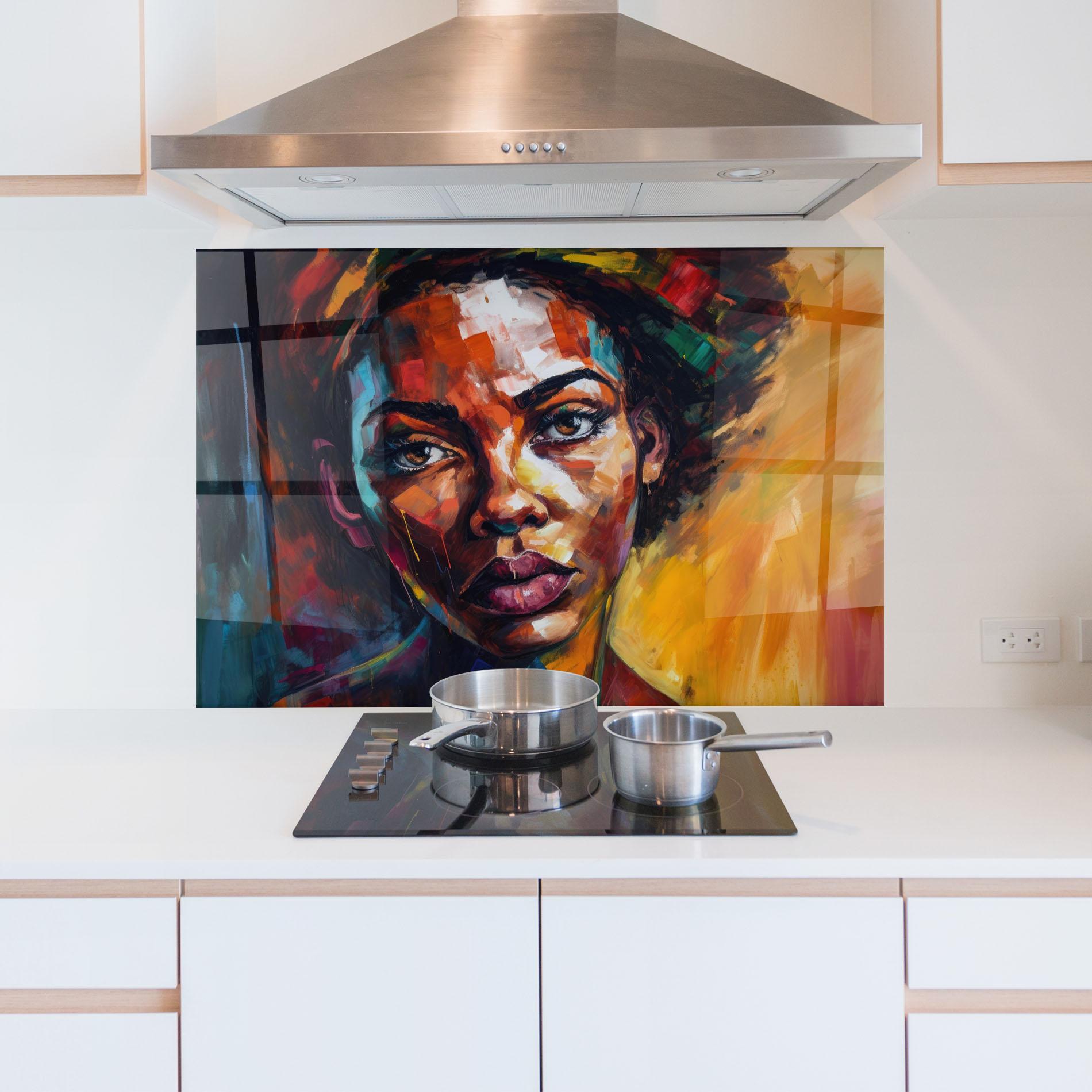 Küchenrückwand Glas African Interesting Expression mockup 5