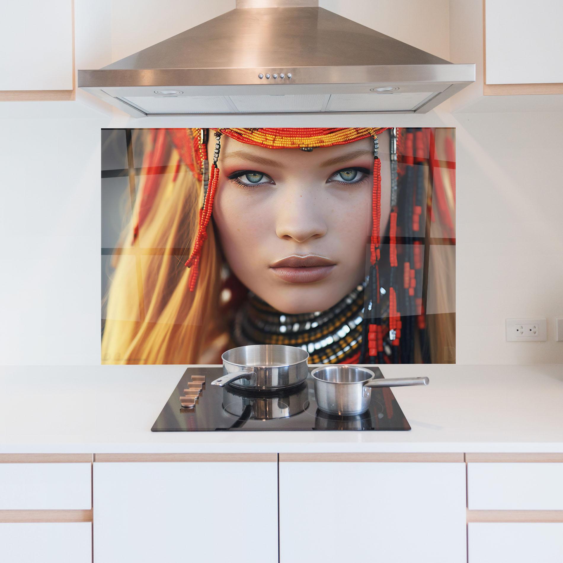 Küchenrückwand Glas Closeup Portrait Pretty Eyes mockup 5