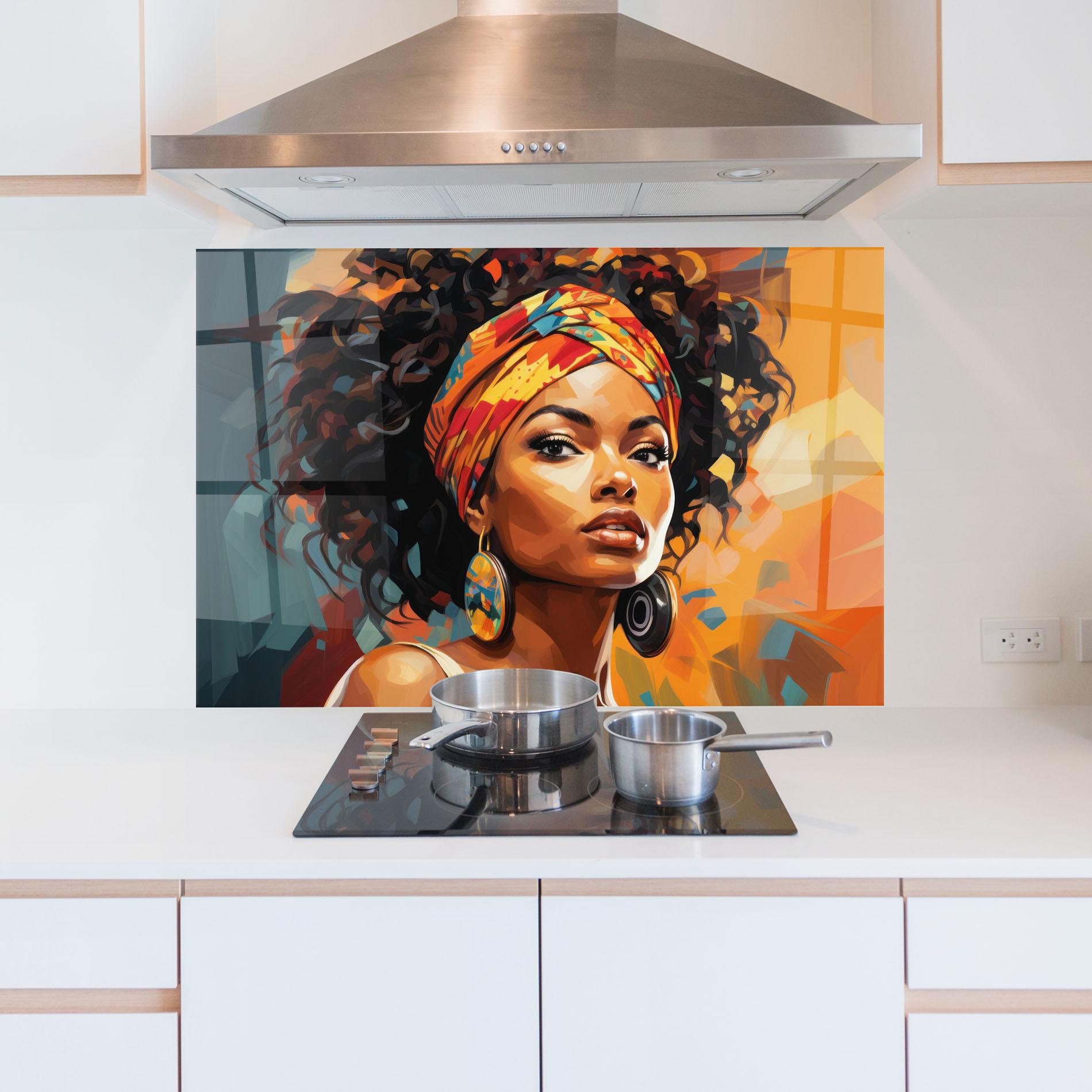 Küchenrückwand Glas Colorful Ethic Portrait mockup 5