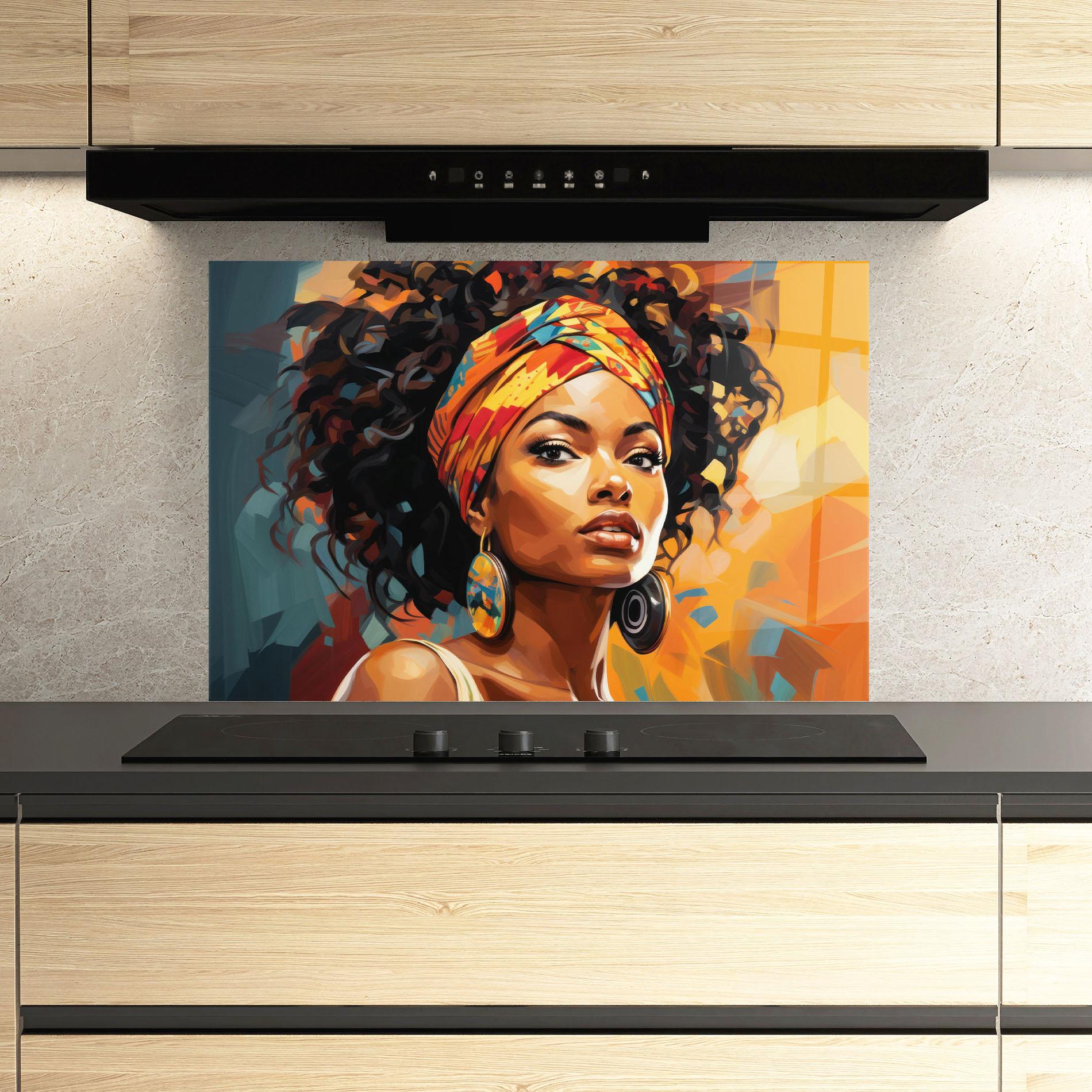 Küchenrückwand Glas Colorful Ethic Portrait mockup 3