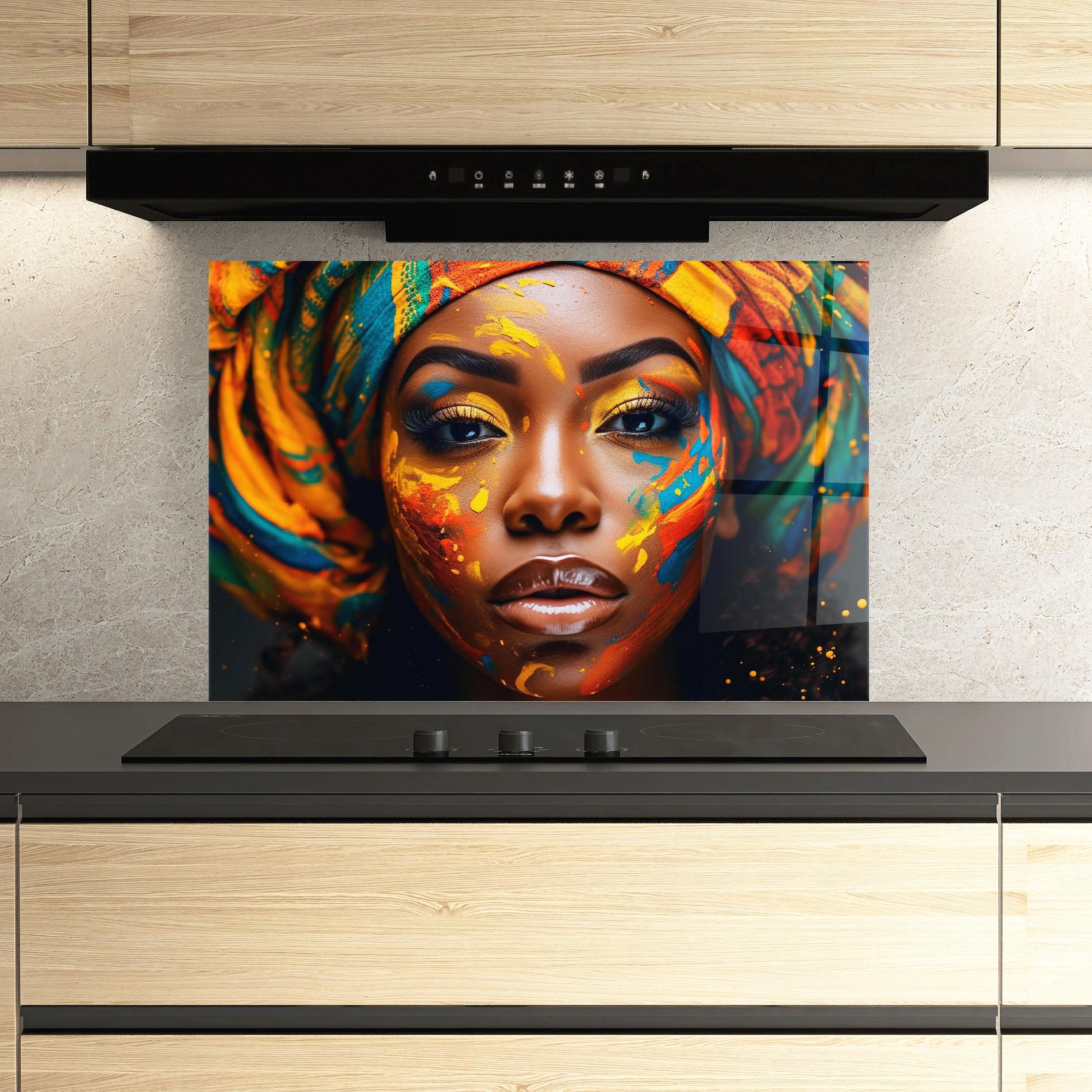 Küchenrückwand Glas Creative Makeup Art mockup 3