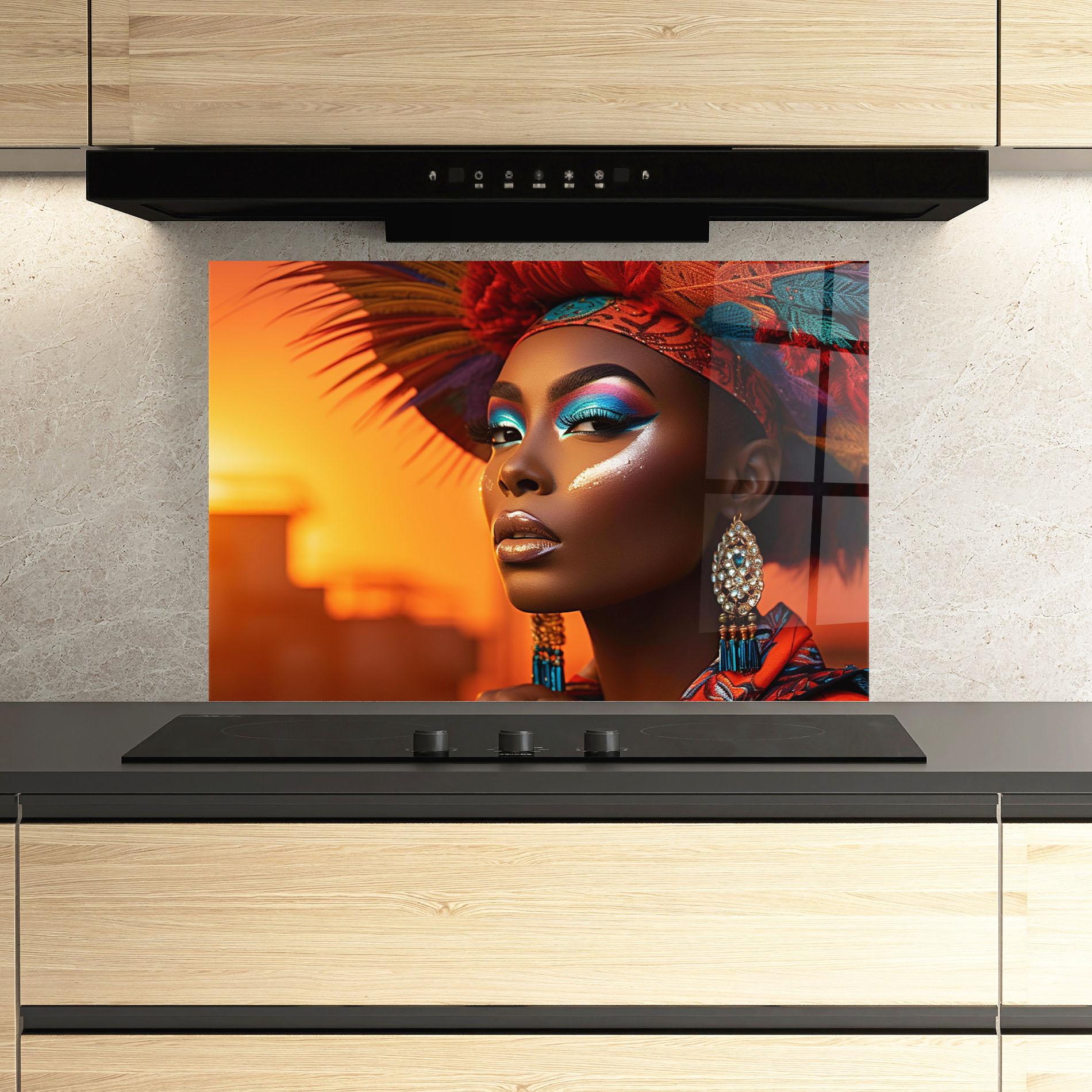 Küchenrückwand Glas Elaborate Makeup Woman mockup 3
