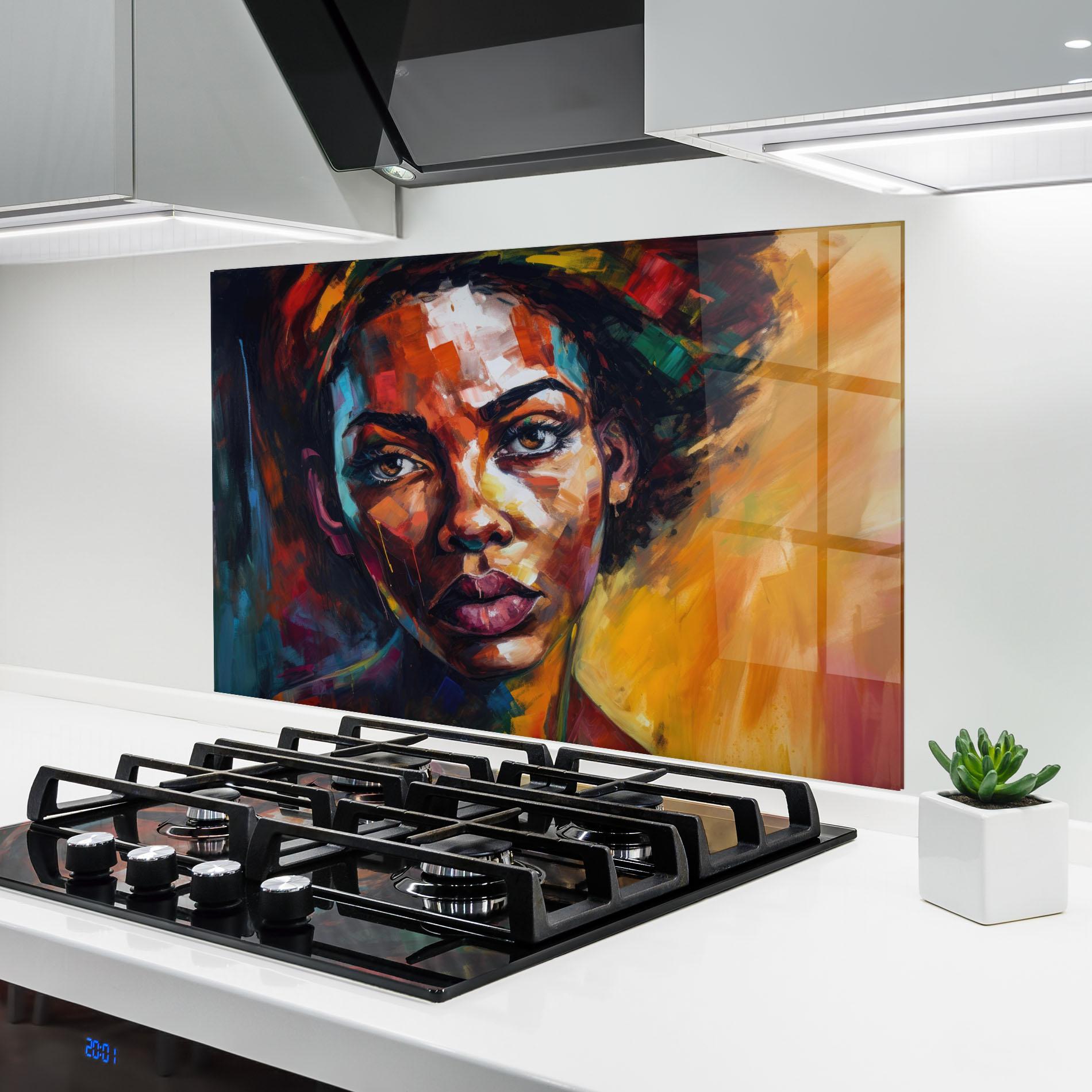 Küchenrückwand Glas African Interesting Expression mockup 6