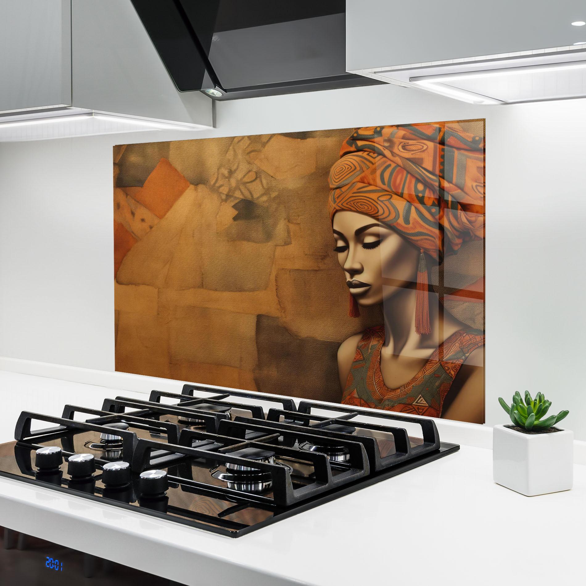 Küchenrückwand Glas Contemporary African Art mockup 6