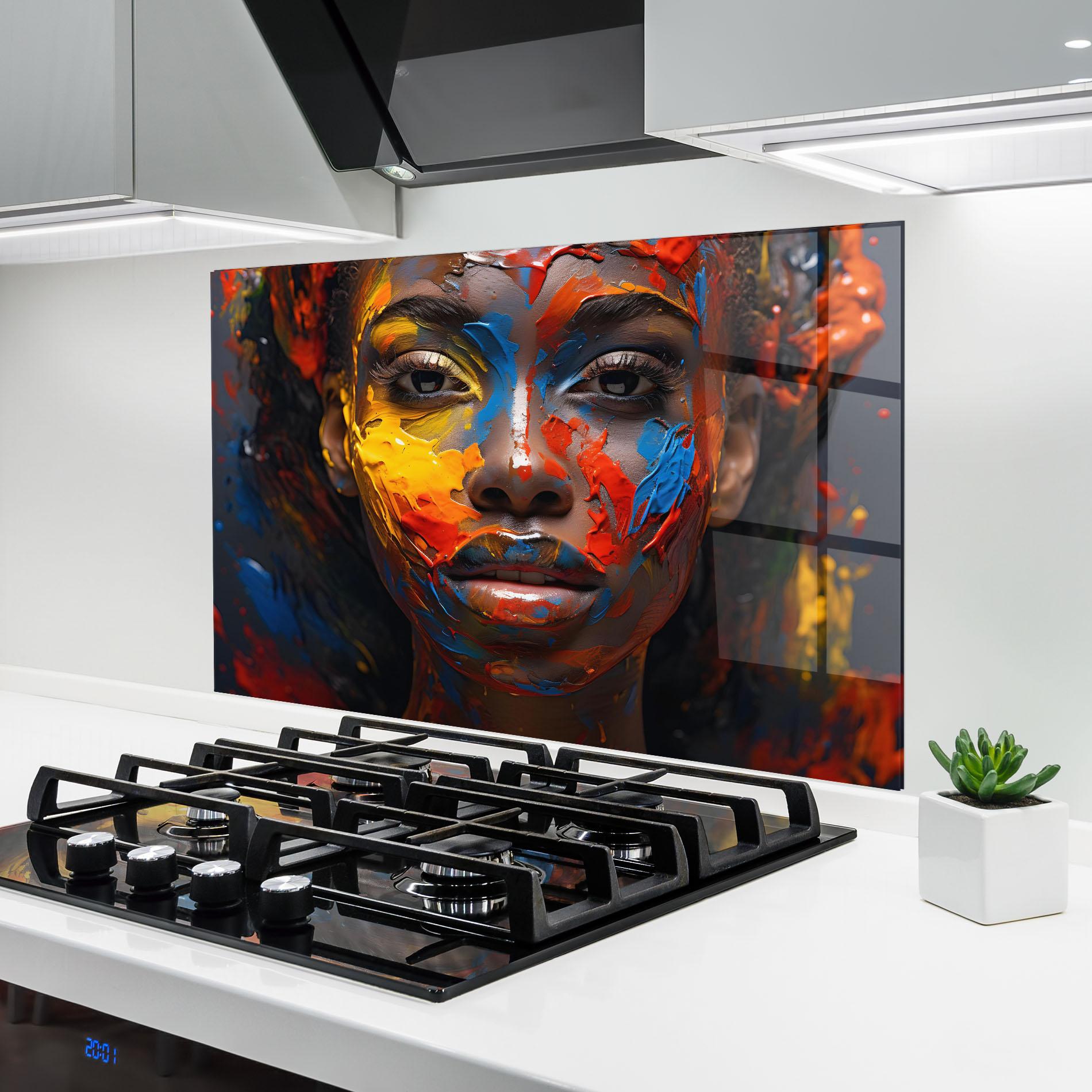 Küchenrückwand Glas Pretty Young African Woman mockup 6