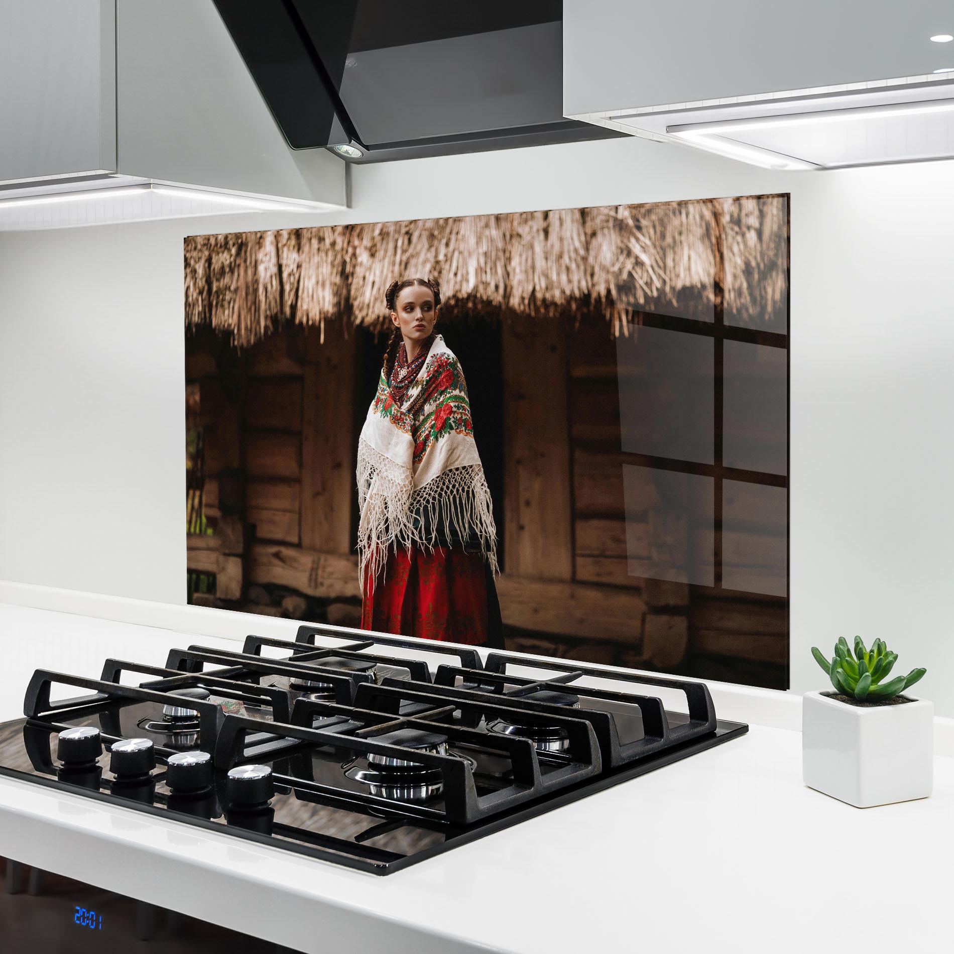 Küchenrückwand Glas Ukrainian Dress mockup 6