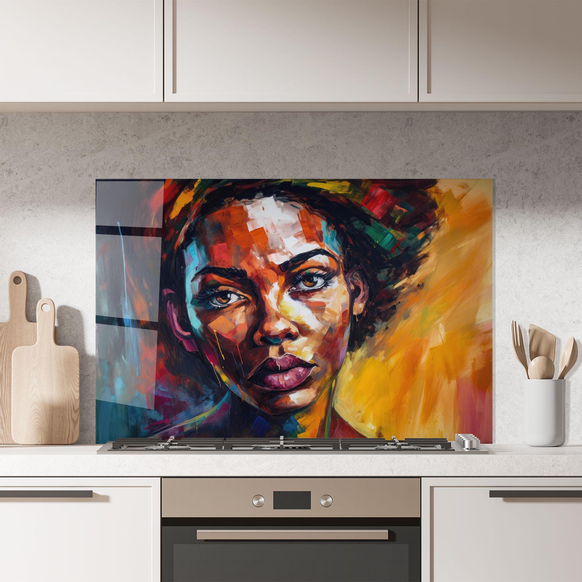 Küchenrückwand Glas African Interesting Expression mockup 7