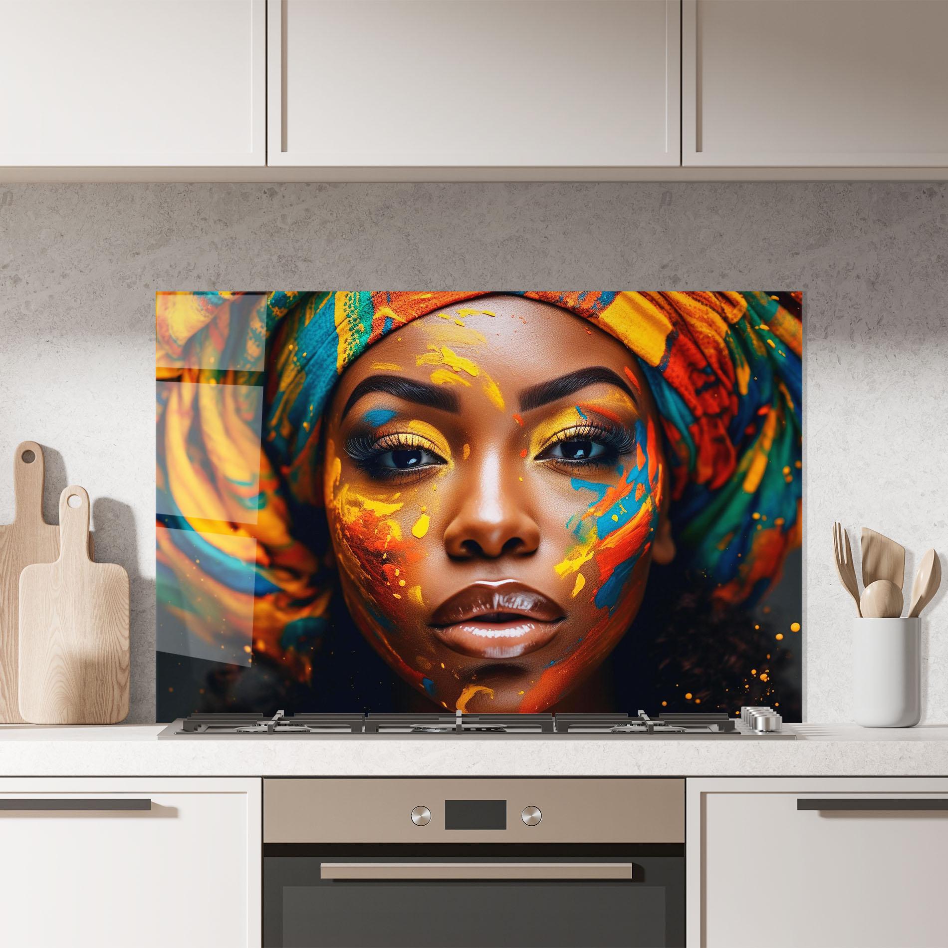 Küchenrückwand Glas Creative Makeup Art mockup 7