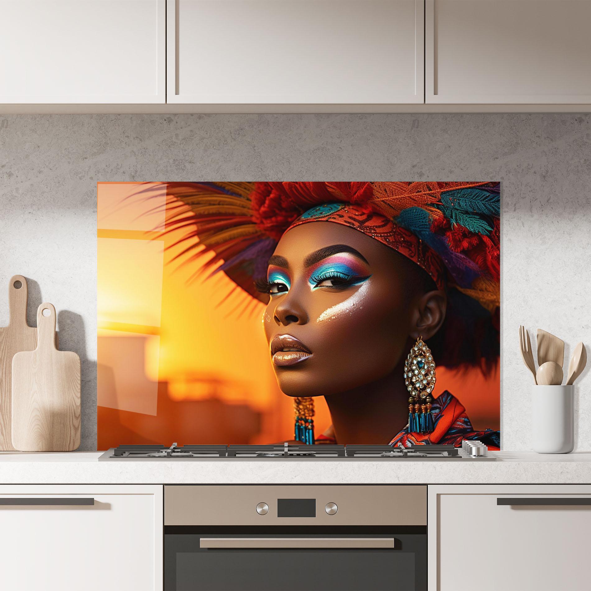 Küchenrückwand Glas Elaborate Makeup Woman mockup 7