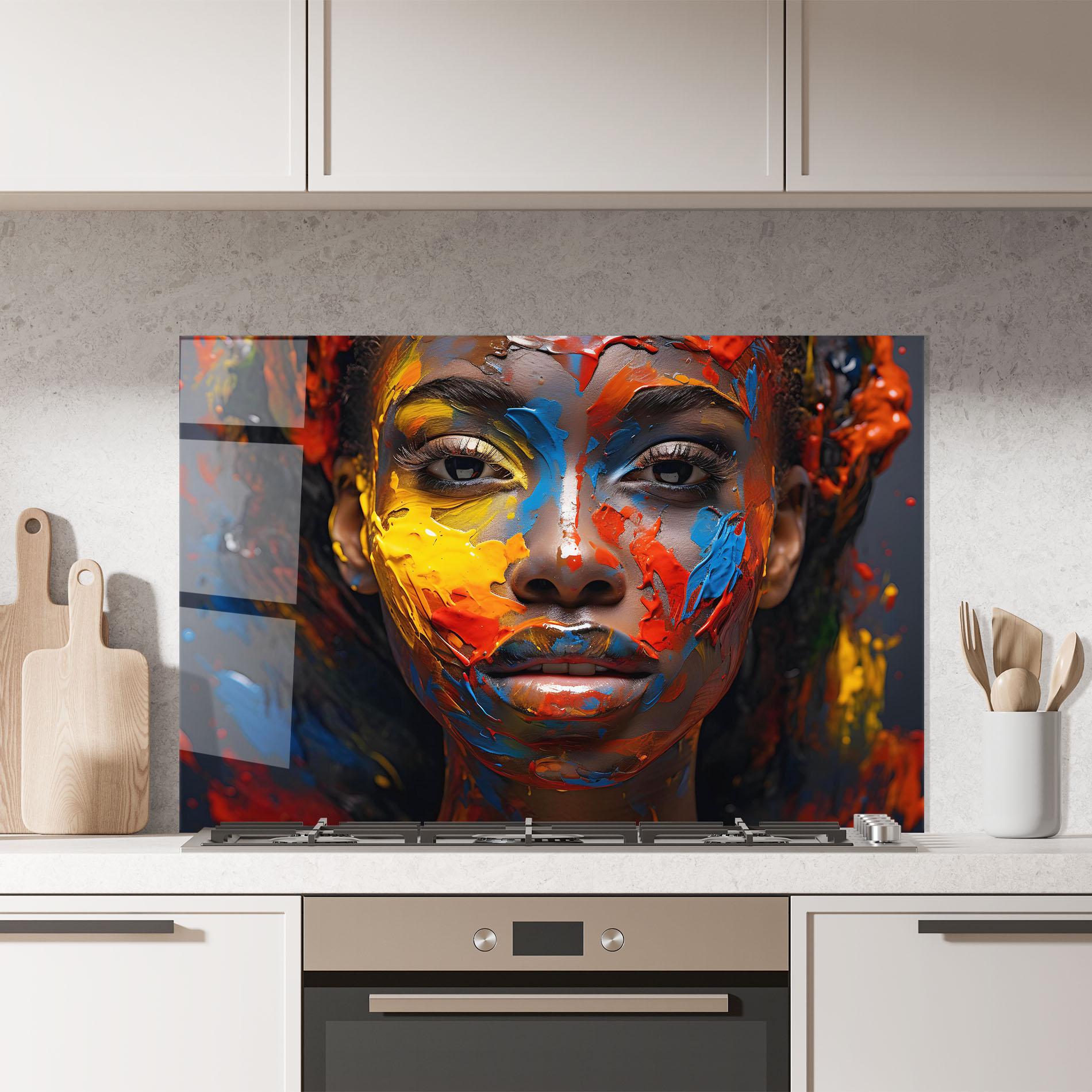 Küchenrückwand Glas Pretty Young African Woman mockup 7