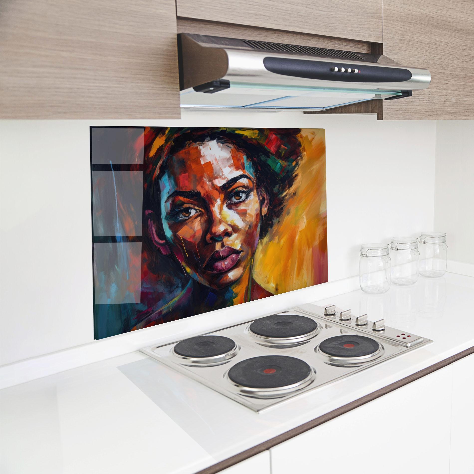 Küchenrückwand Glas African Interesting Expression mockup 8