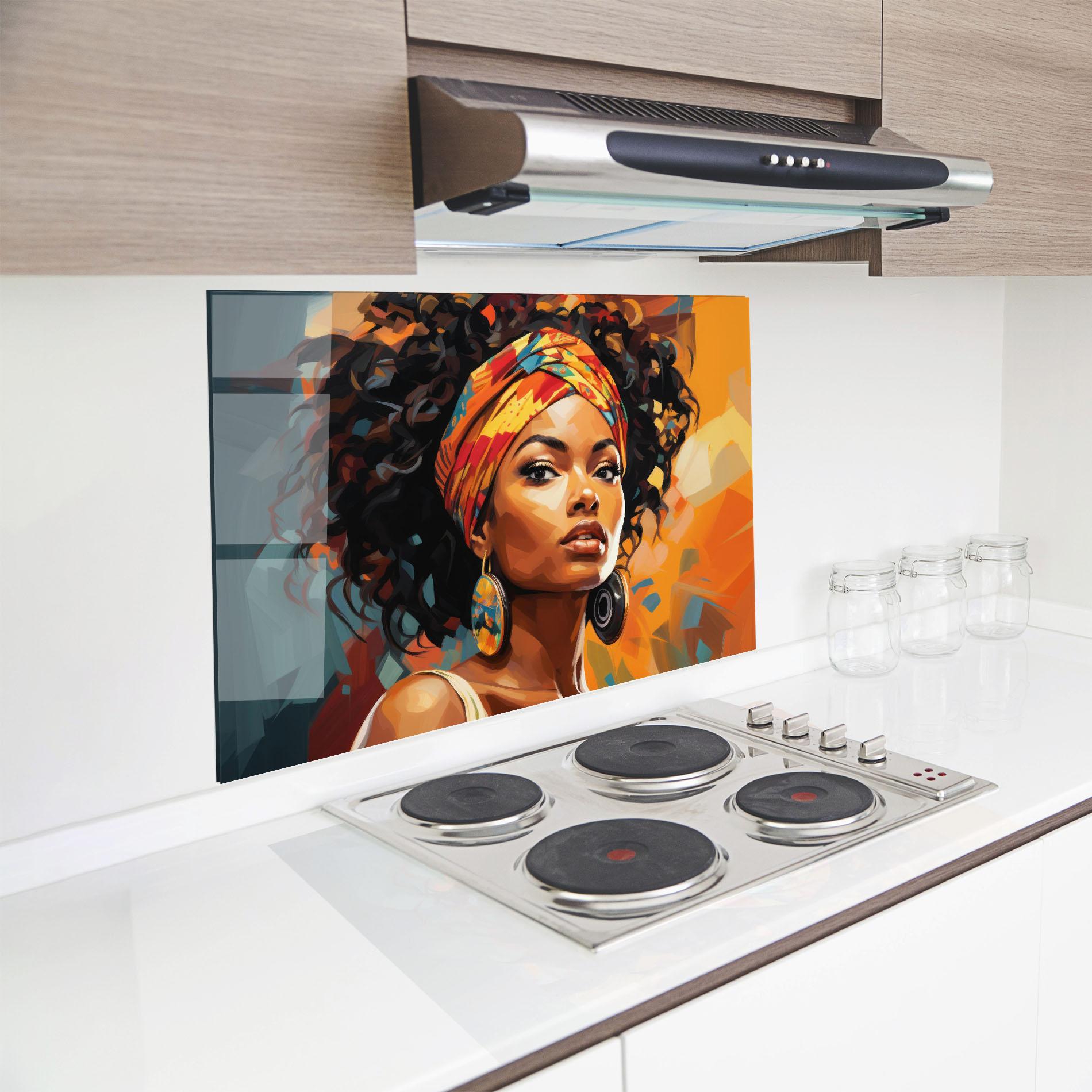 Küchenrückwand Glas Colorful Ethic Portrait mockup 8