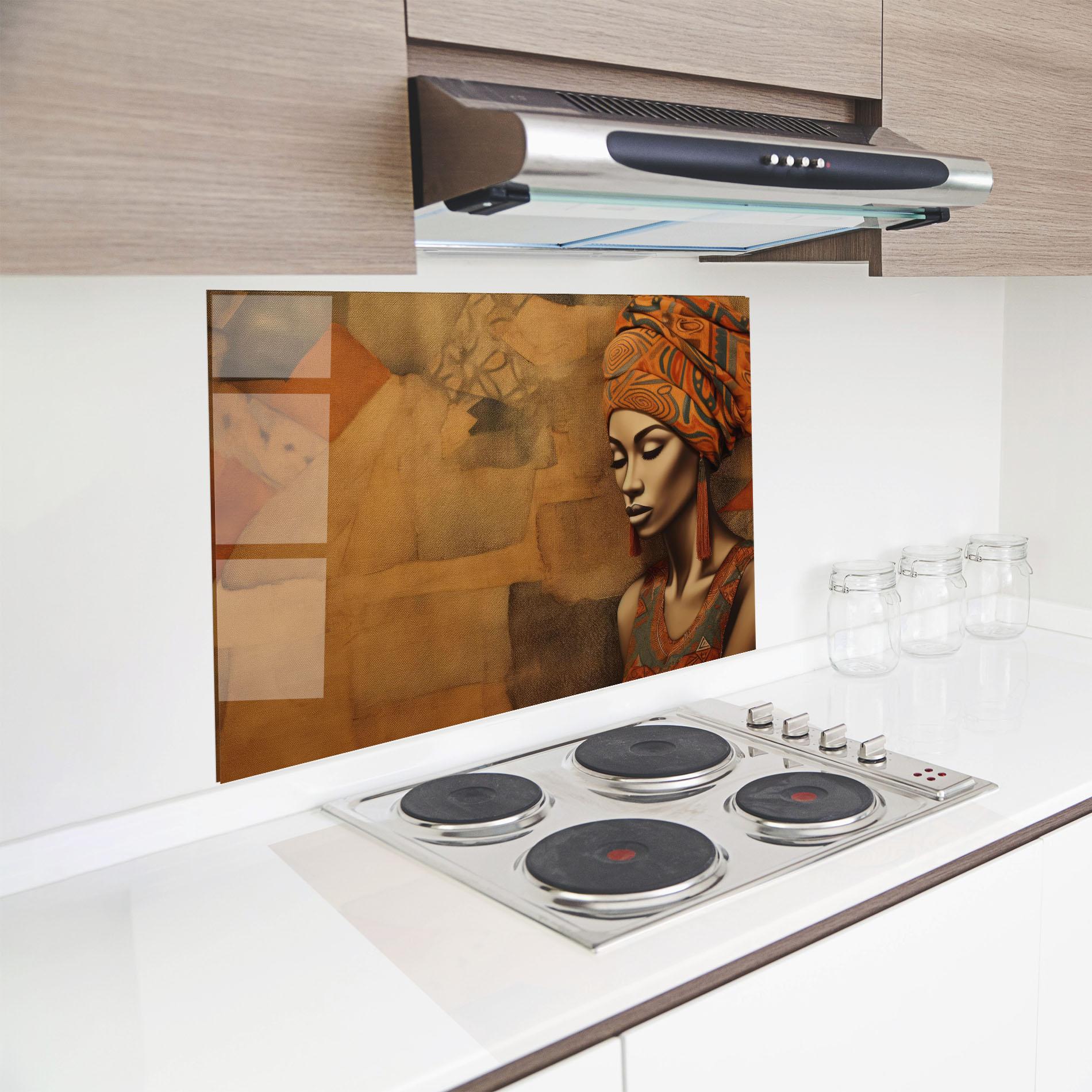 Küchenrückwand Glas Contemporary African Art mockup 8