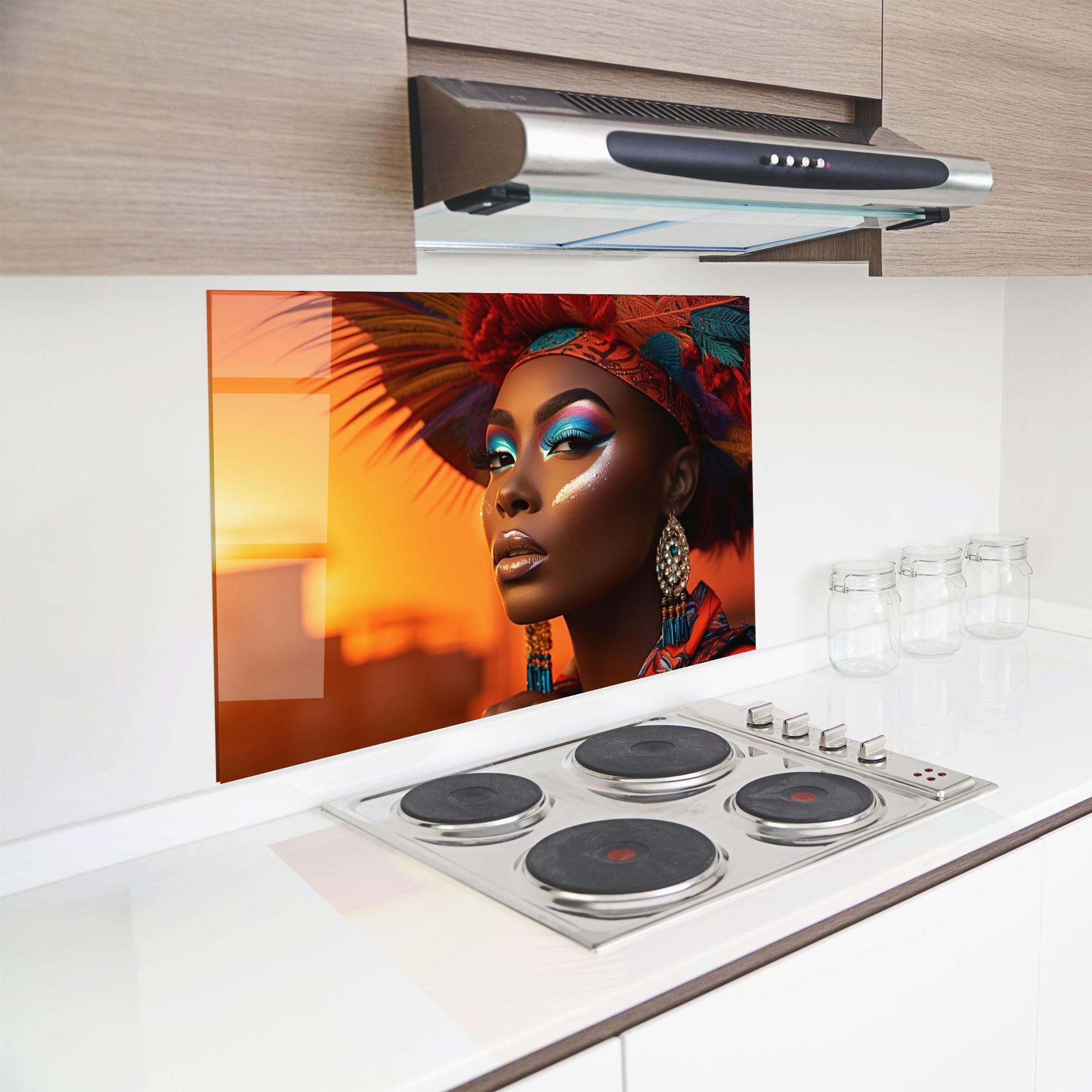 Küchenrückwand Glas Elaborate Makeup Woman mockup 8