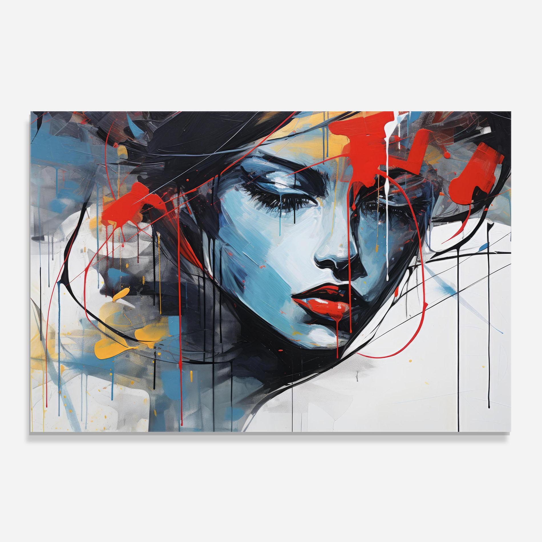 Küchenrückwand Glas Edgy Woman mockup 0