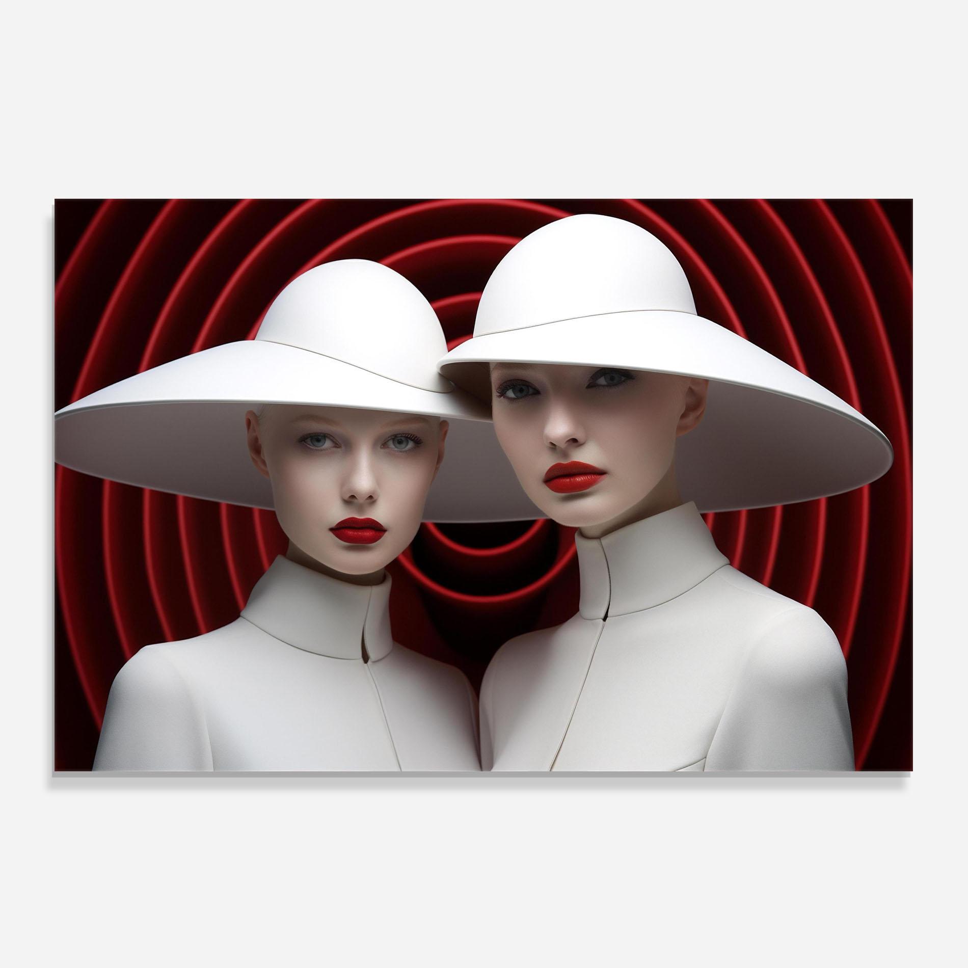 Küchenrückwand Glas White Hat Women mockup 0