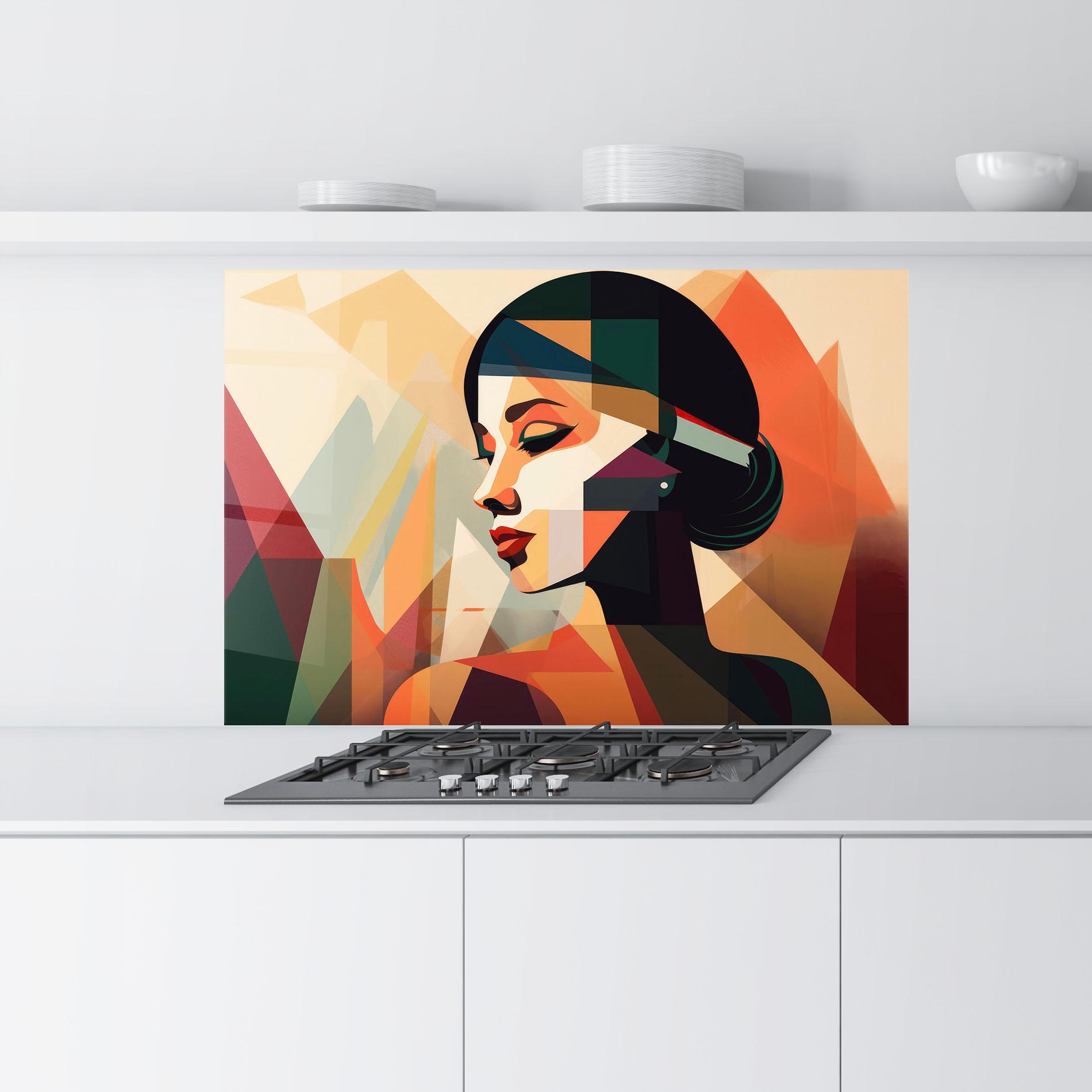 Küchenrückwand Glas Bold Shapes Lines mockup 9