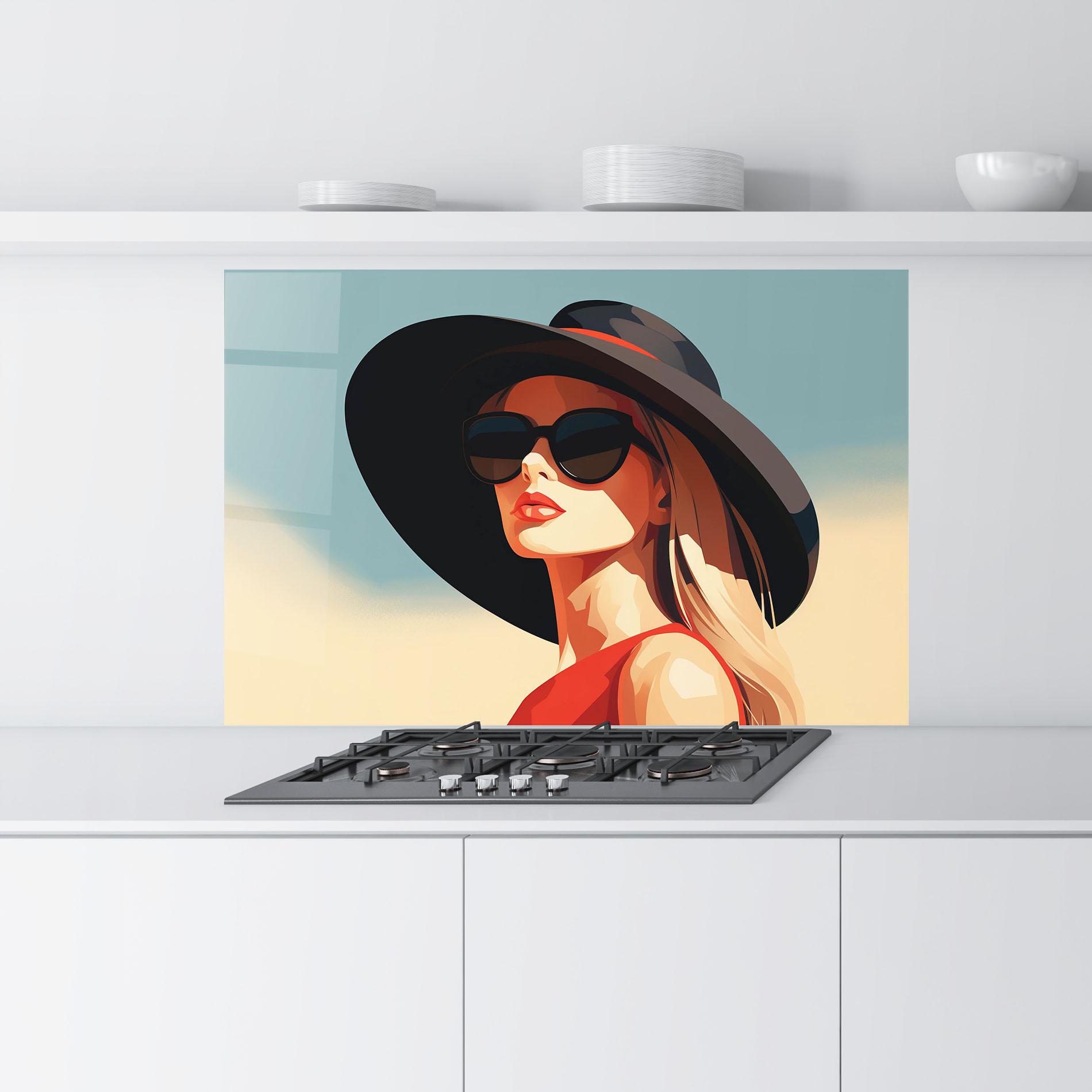 Küchenrückwand Glas Caucasian Glamor Model mockup 9