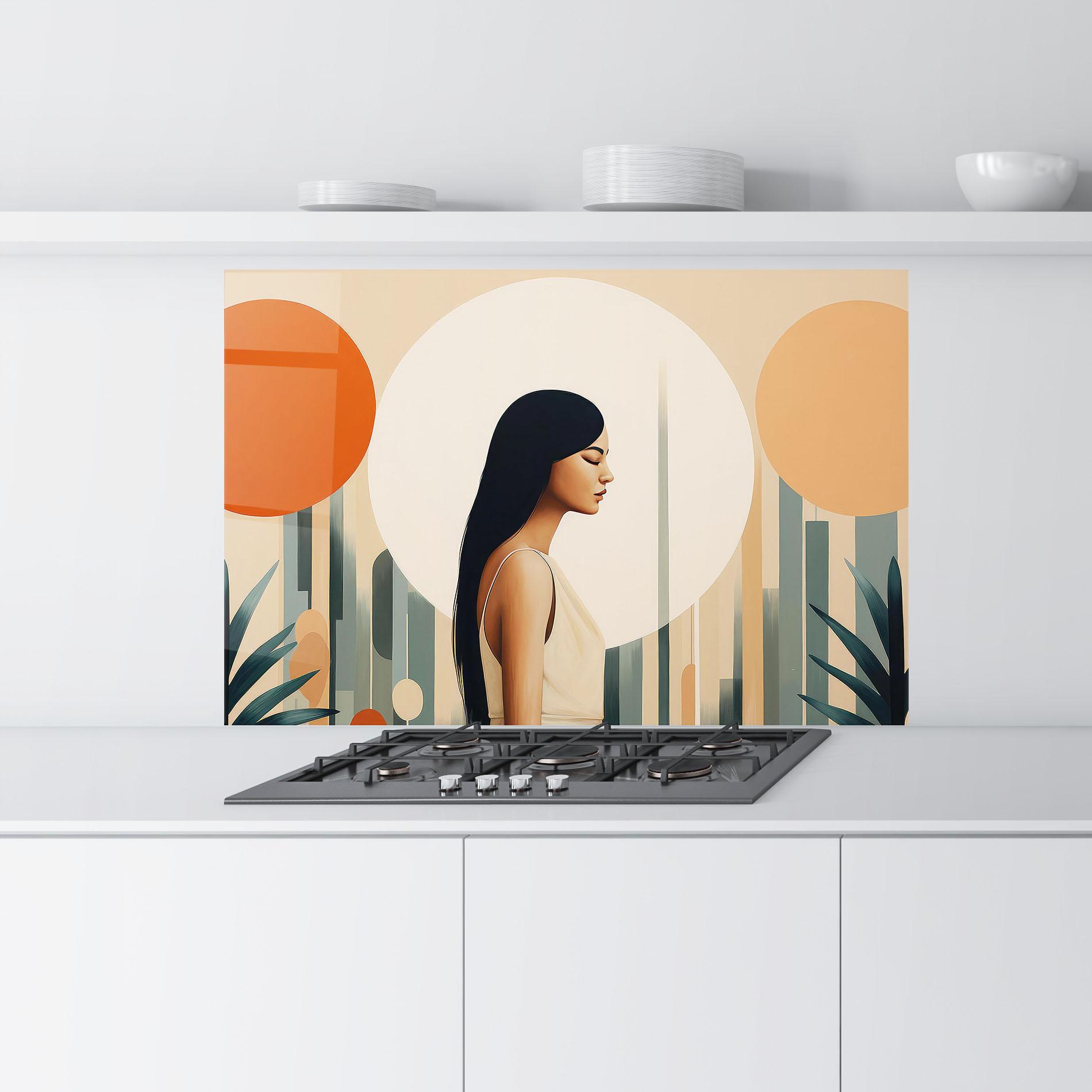 Küchenrückwand Glas Geometric Women mockup 9