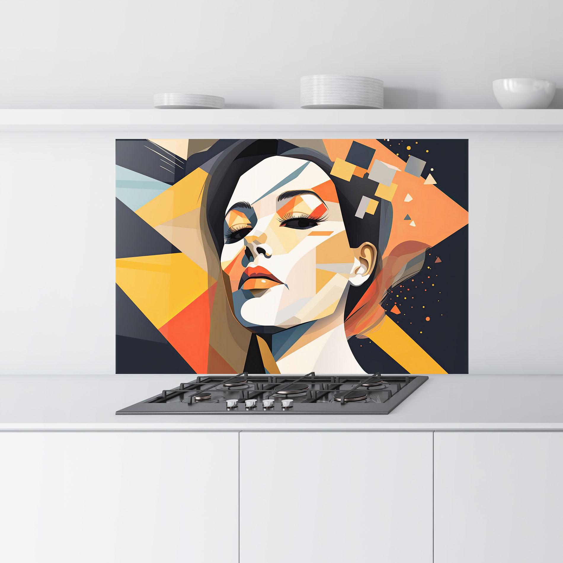Küchenrückwand Glas Modern Orange Makeup mockup 9