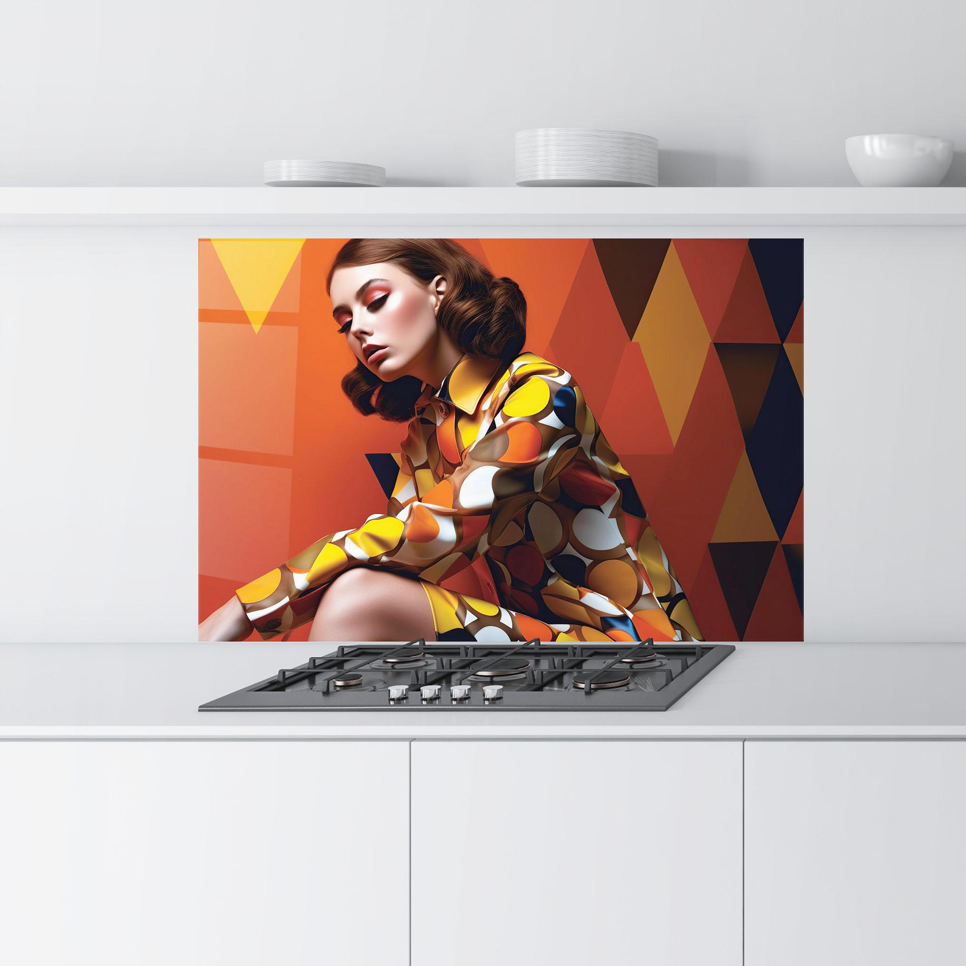 Küchenrückwand Glas Orange Fashion Design mockup 9