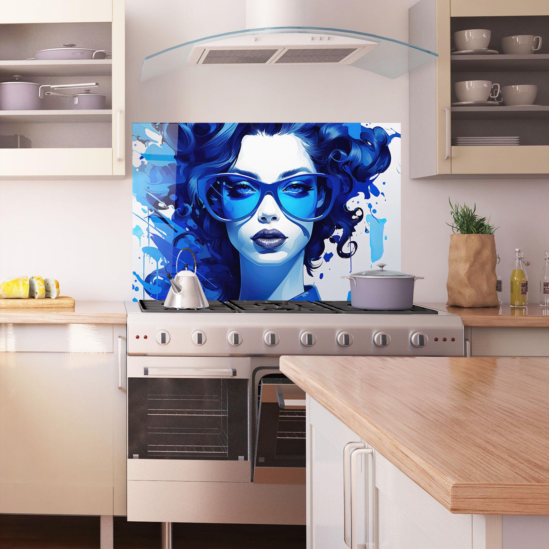 Küchenrückwand Glas Big Blue Glasses mockup 1
