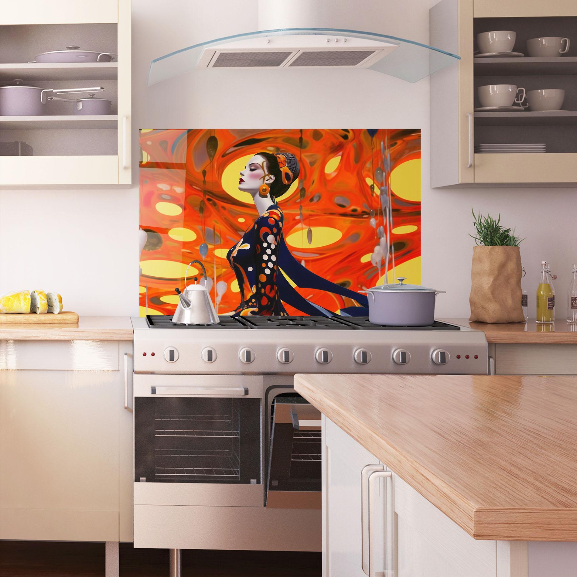 Küchenrückwand Glas Big Orange Accesories mockup 1