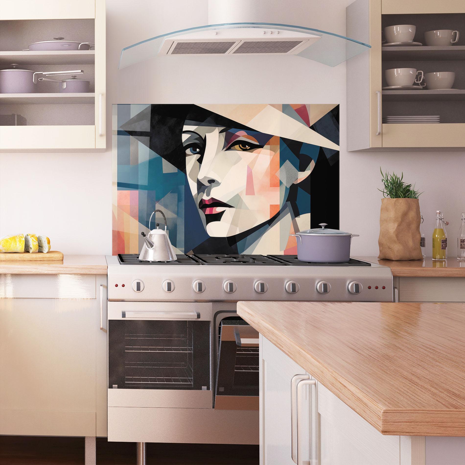 Küchenrückwand Glas Chicago Portrait mockup 1