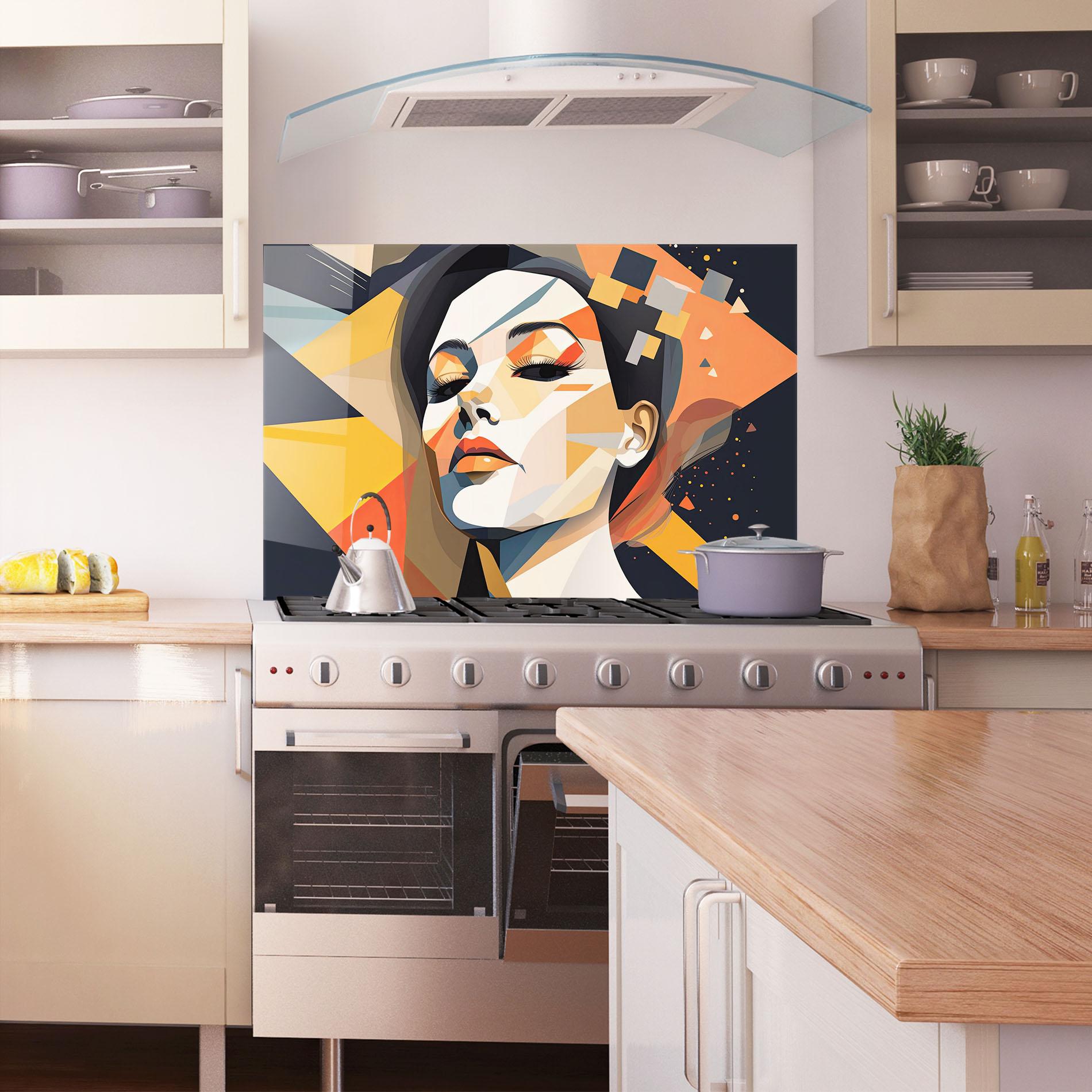 Küchenrückwand Glas Modern Orange Makeup mockup 1