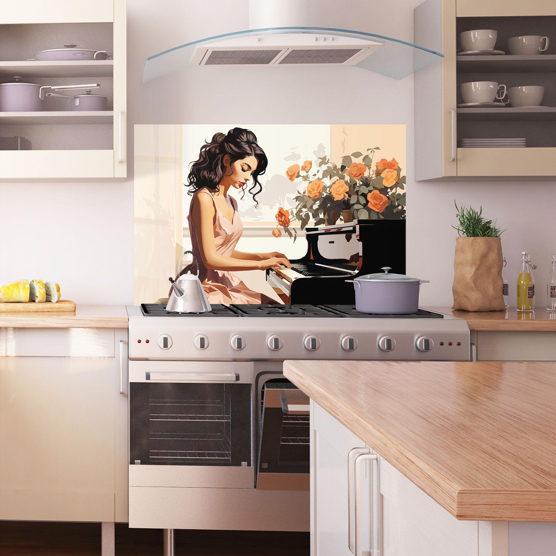 Küchenrückwand Glas Singer Painting mockup 1