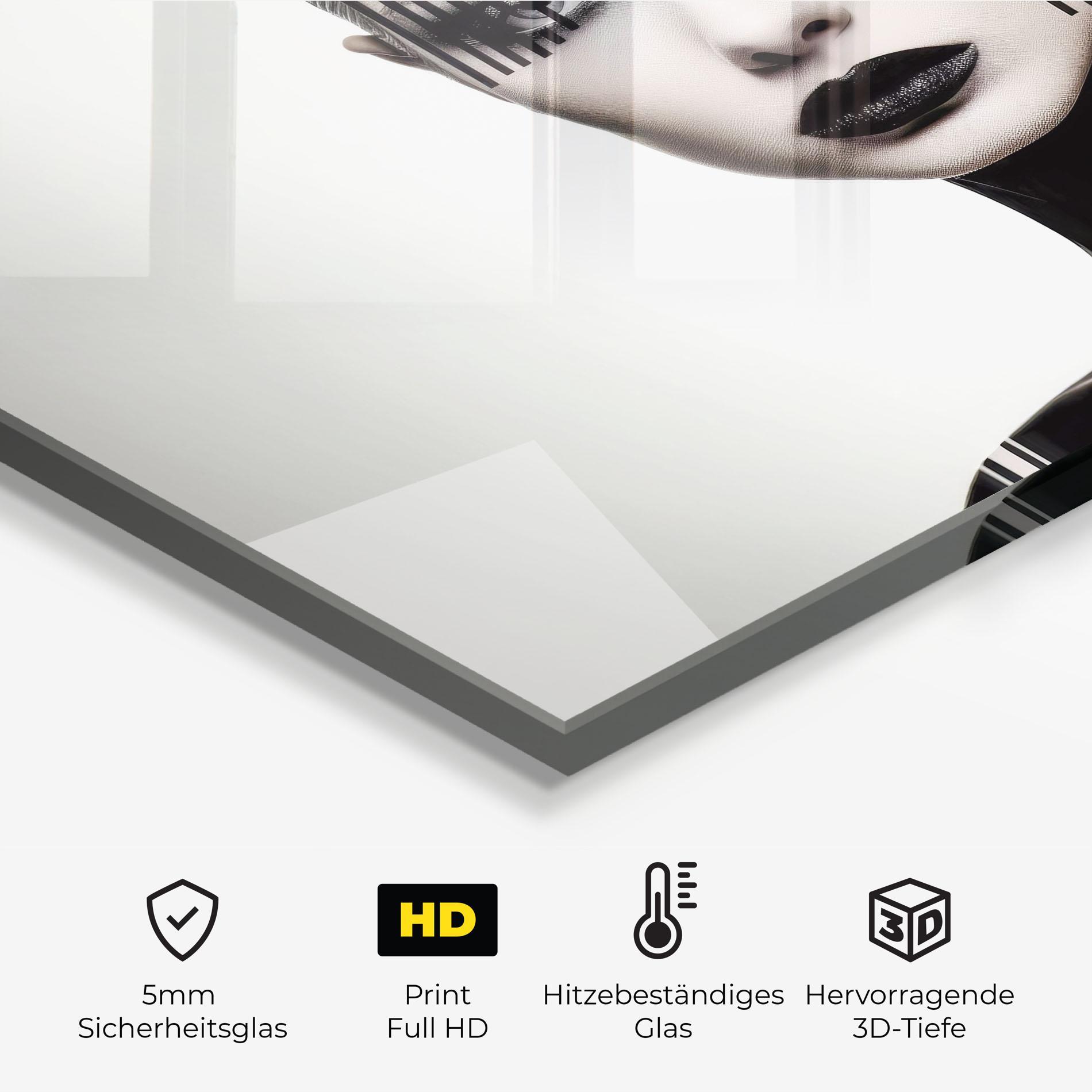 Küchenrückwand Glas Black Lips And Outfit mockup 2