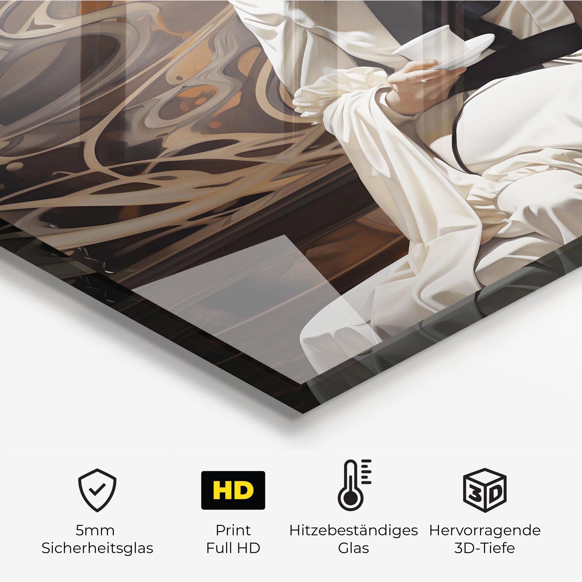 Küchenrückwand Glas Coffee Woman mockup 2