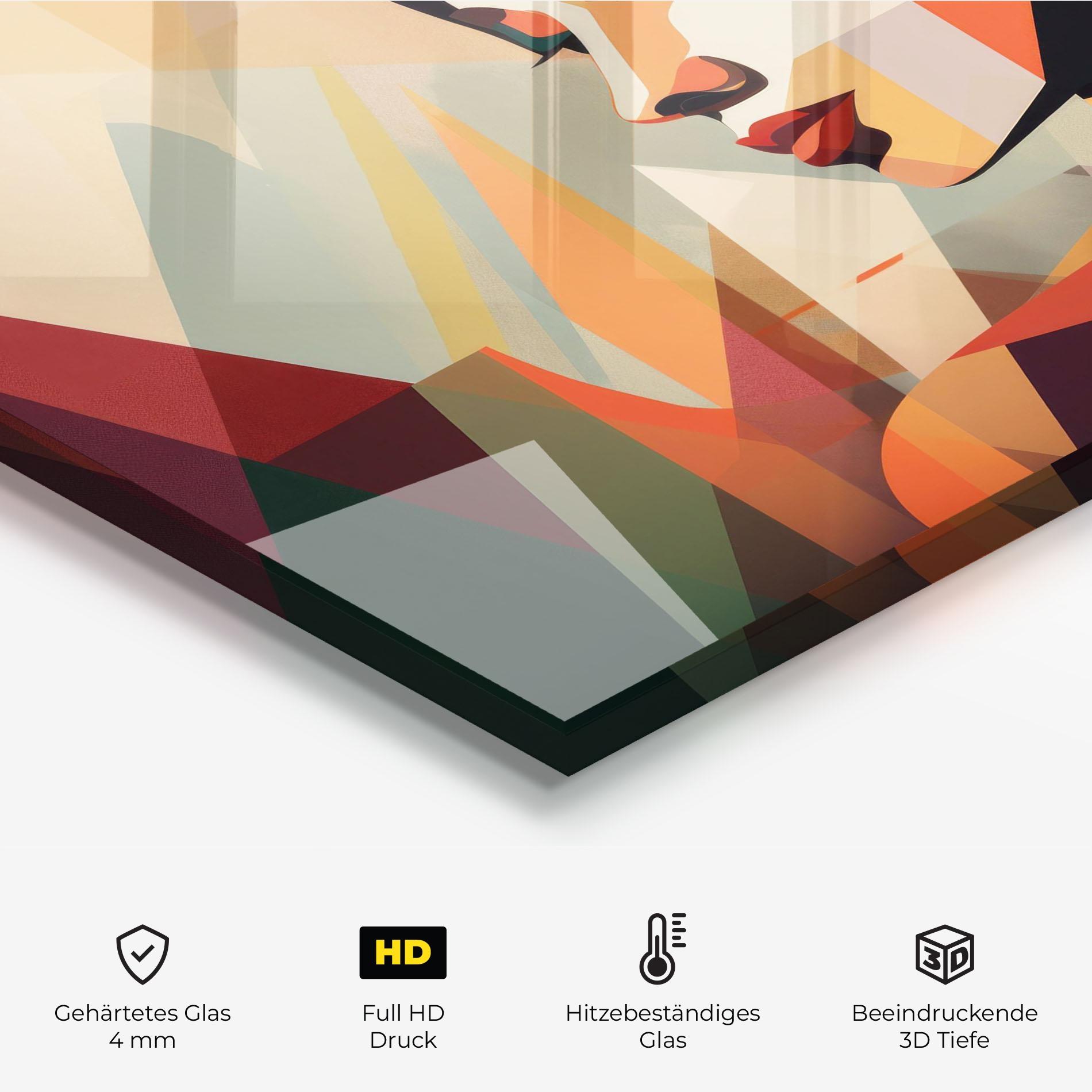 Küchenrückwand Glas Bold Shapes Lines mockup 2