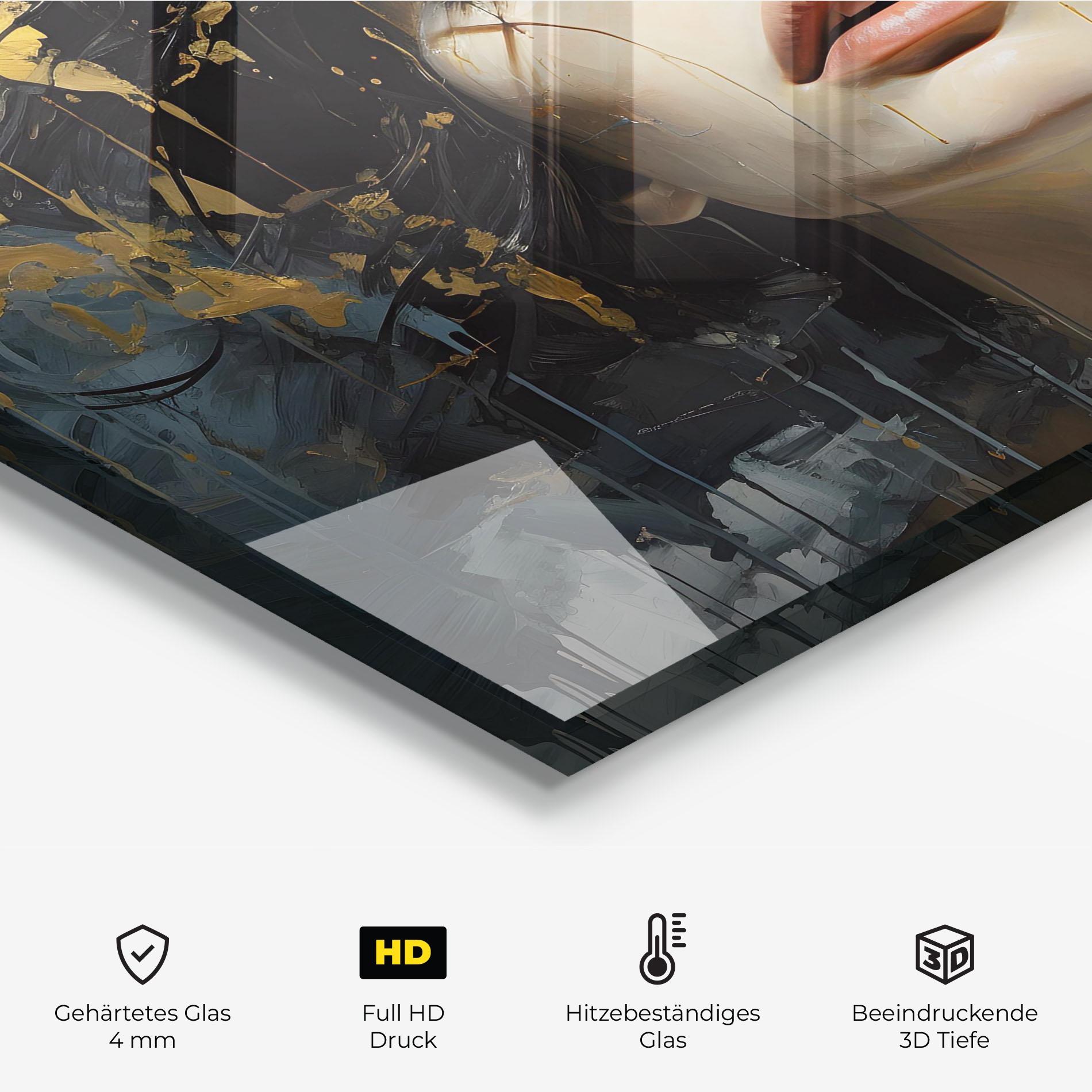 Küchenrückwand Glas Close Up Closed Eyes mockup 2