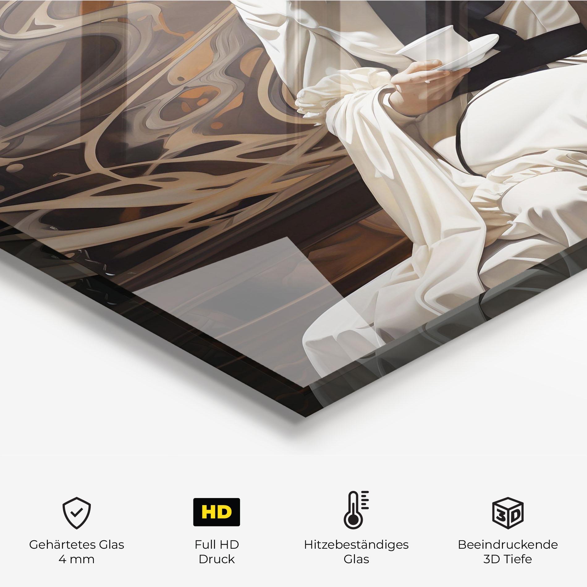 Küchenrückwand Glas Coffee Woman mockup 2