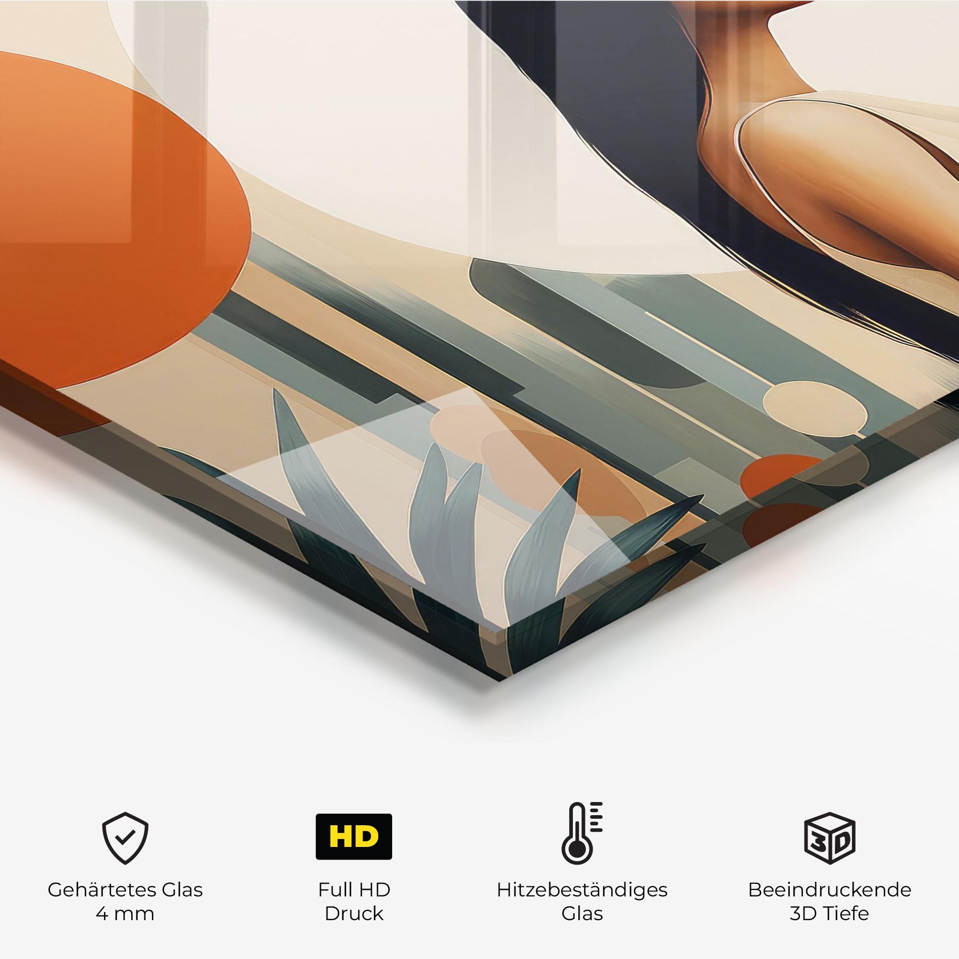 Küchenrückwand Glas Geometric Women mockup 2