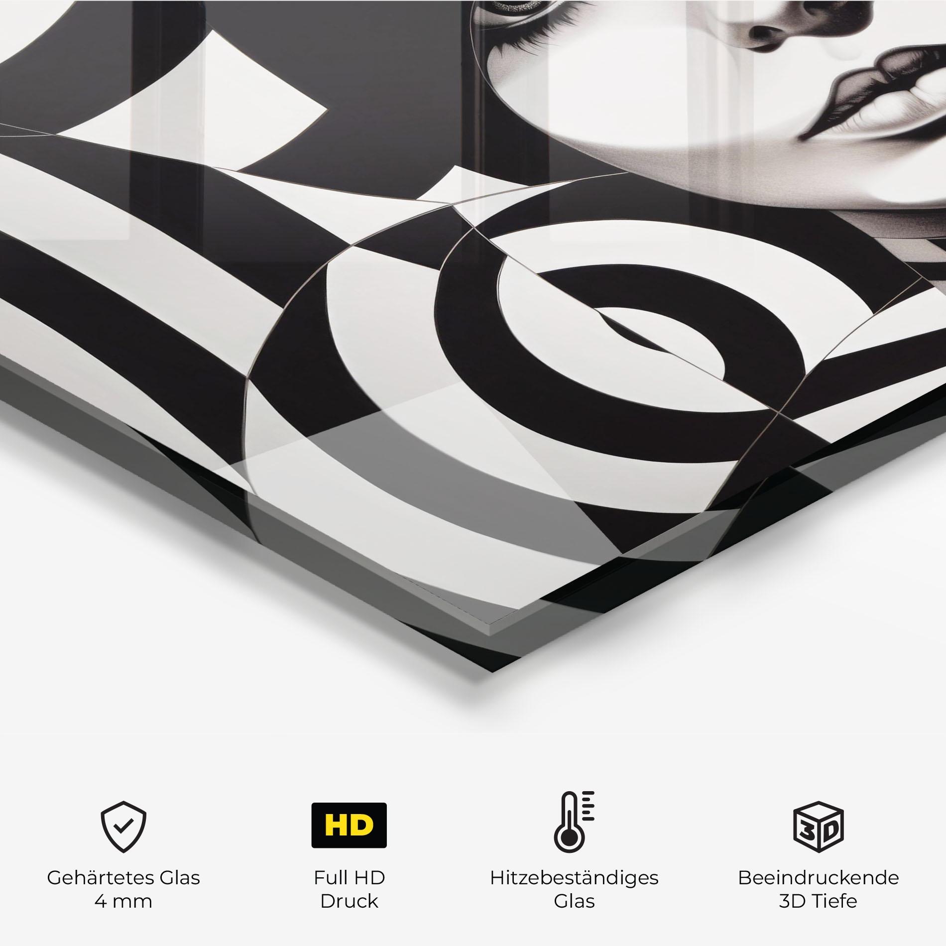 Küchenrückwand Glas Monochromatic Op Art mockup 2