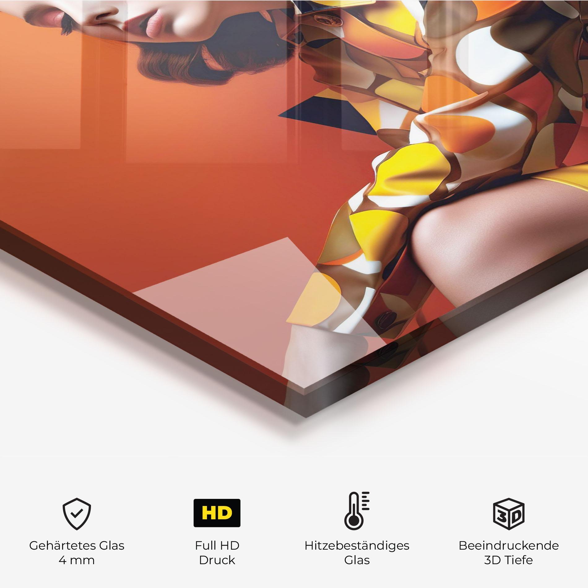 Küchenrückwand Glas Orange Fashion Design mockup 2