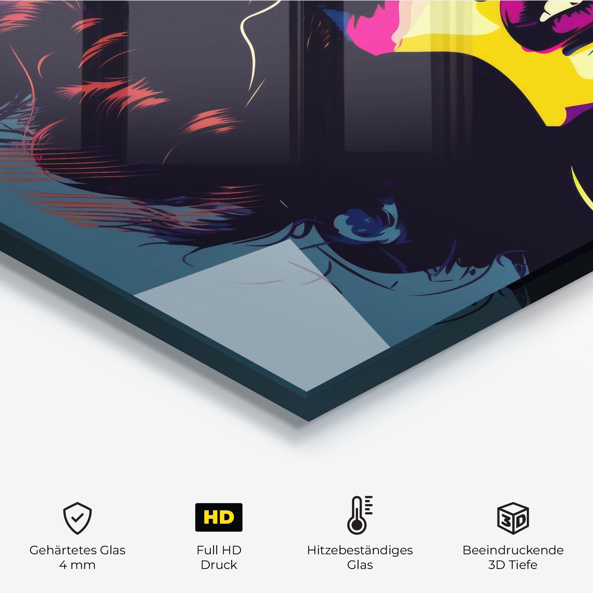 Küchenrückwand Glas Pop Art Portrait Woman mockup 2